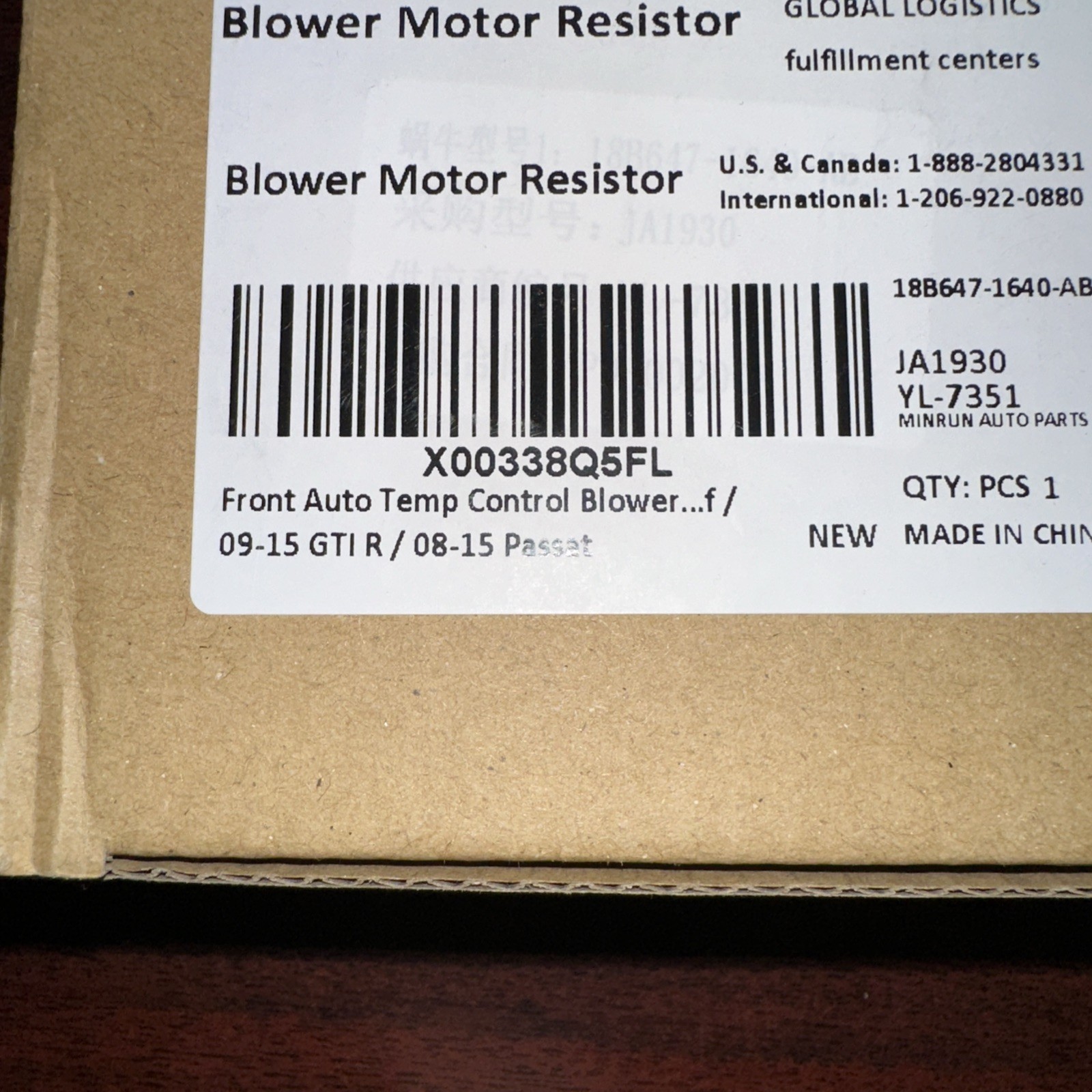 Front Auto Temp Control Blower Motor Resistor compatible with 15-18 Q3 / 08-15 Q