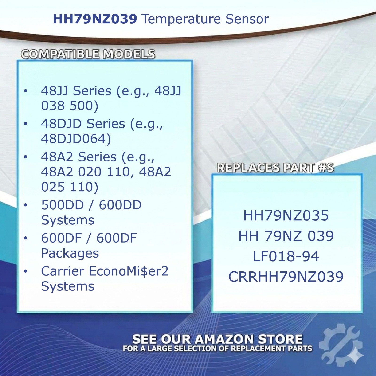 Replacement for Carrier HH79NZ039 Outdoor Air Temperature Sensor Thermistor