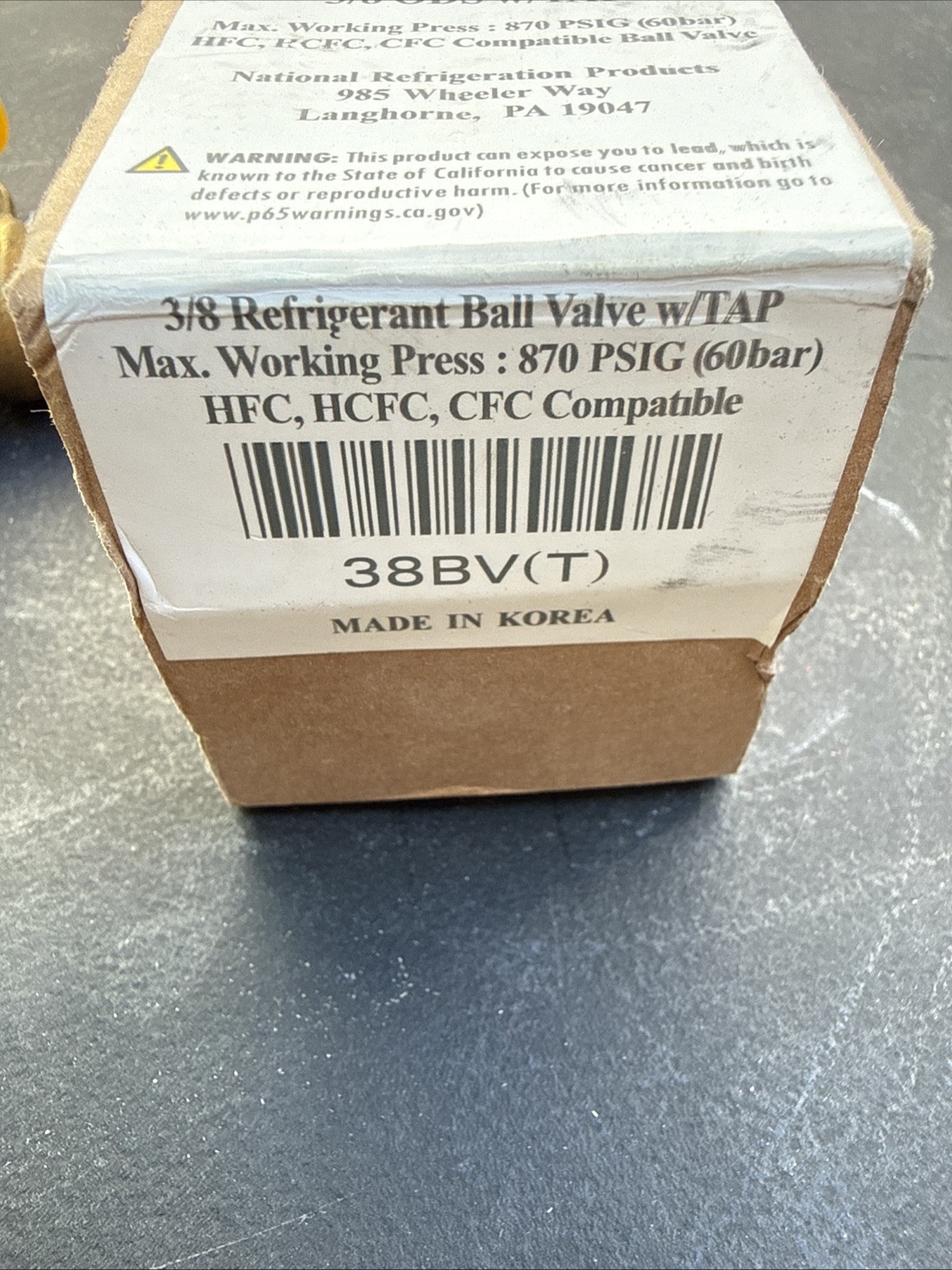 KeepRite Refrigerant Ball Valve 38BV(T) 3/8 in Brass Copper ODS w/TAP HVAC