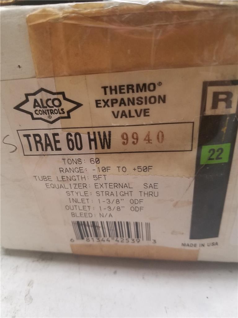 ALCO-EMERSON TRAE 60 HW 6A 9940 THERMAL EXPANSION VALVE 60 Ton 1-3/8″ in/outlet