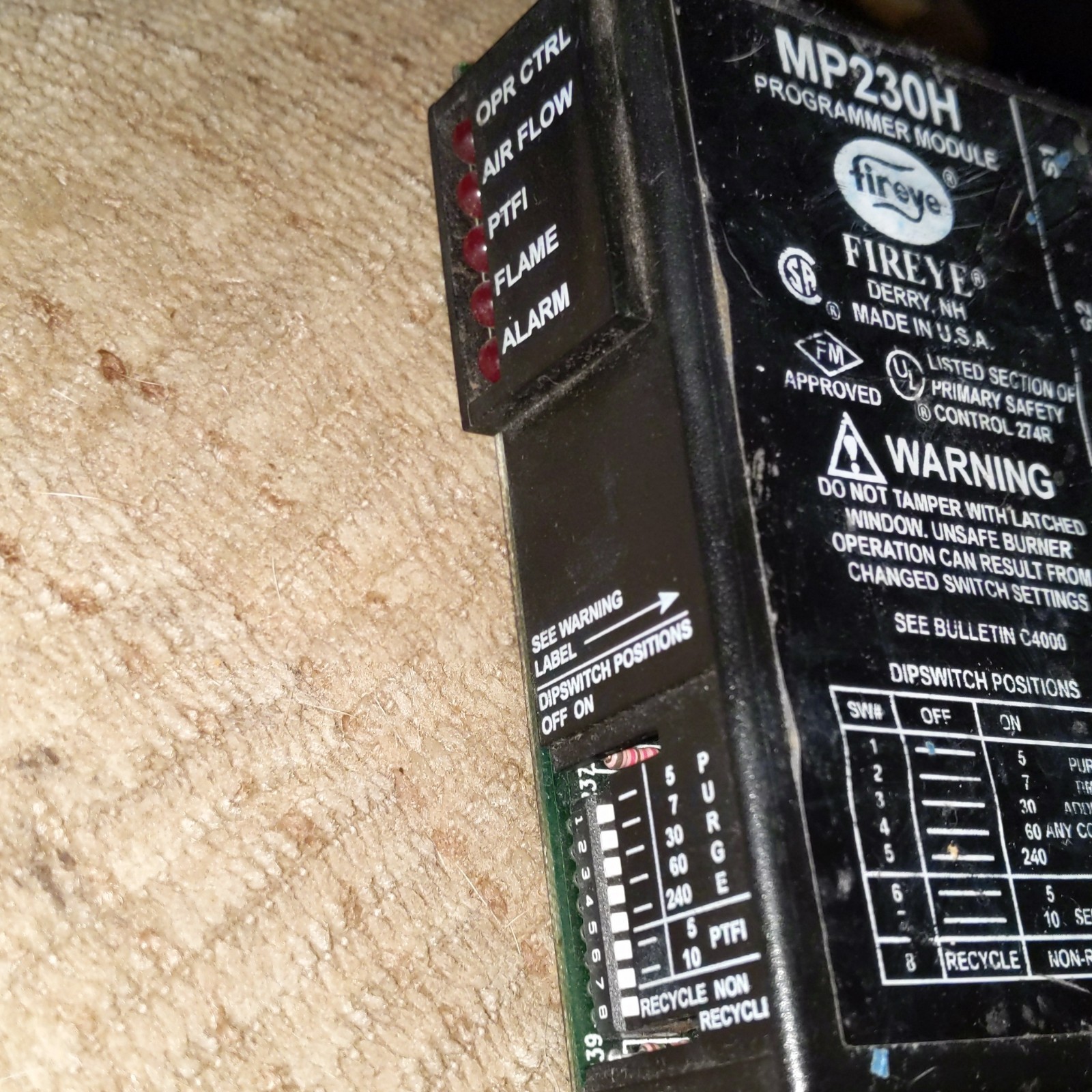 Fireye Programmer Module MP230H Primary Safety Control 240V 5A 1-Phase