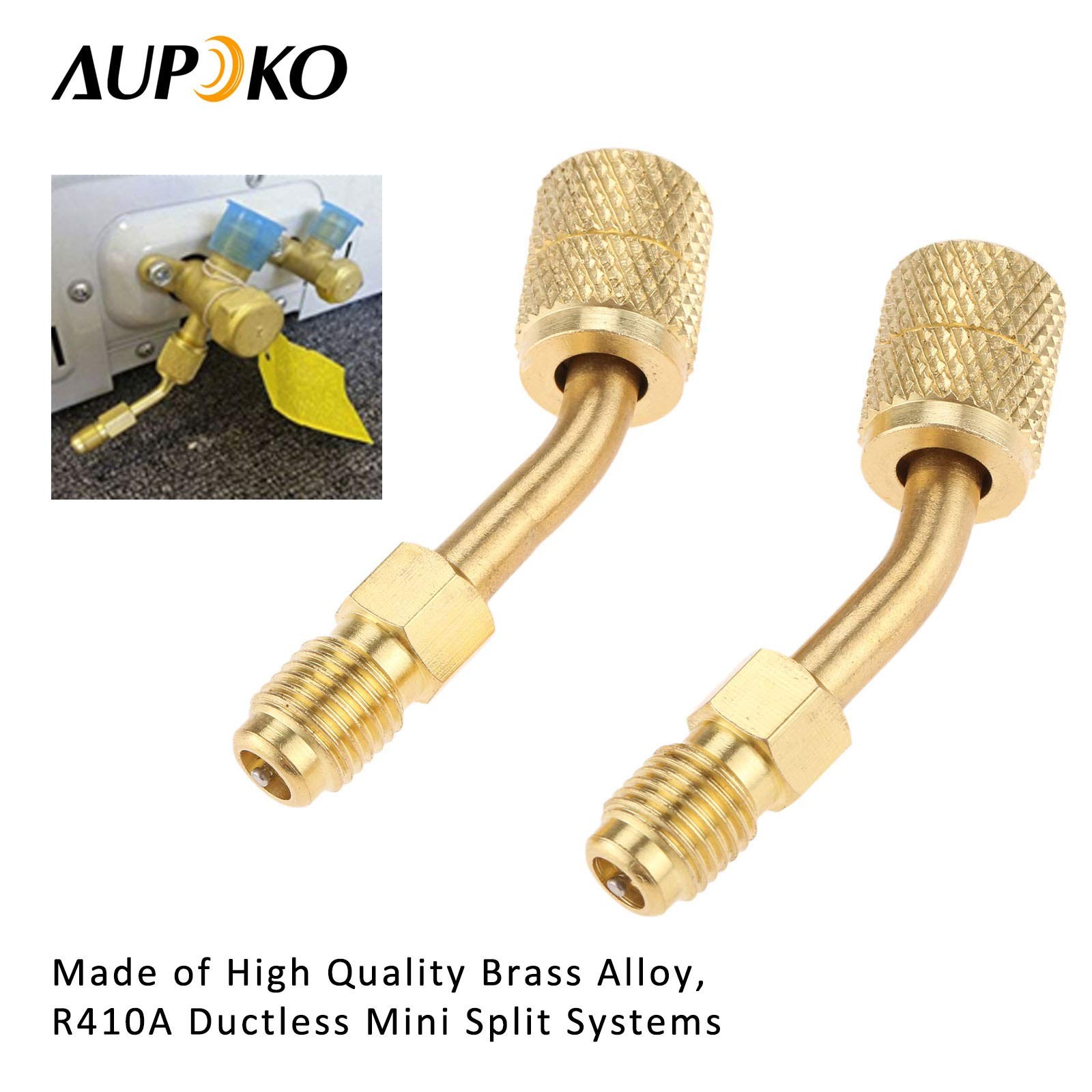 R410A Adapter 5/16″ SAE Female Quick Couplers to 1/4″ 5/16 inches, Gold