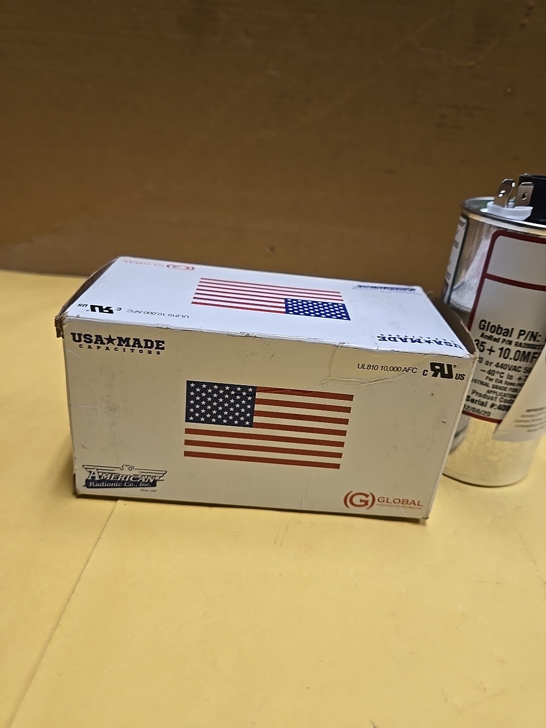 AmRad USA2227B Round Run Capacitor 35+10 uF MFD 370 / 440 Volt Made in USA