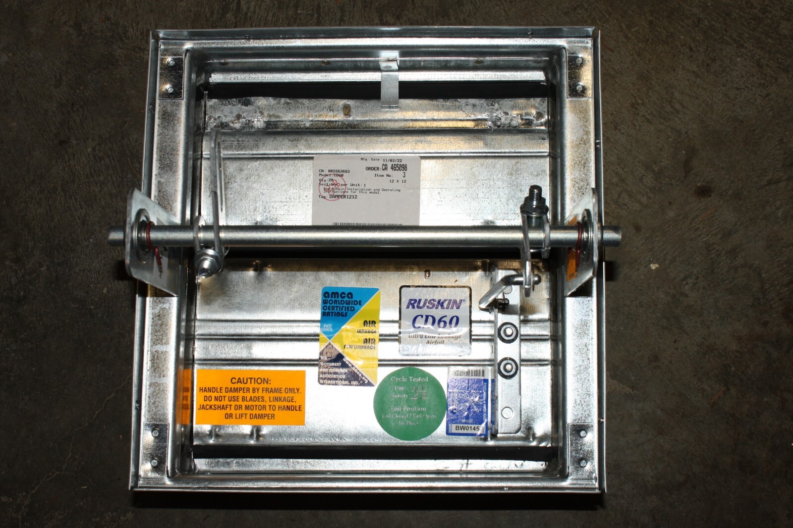 Ruskin CD60 12″x12″ Control Damper Vent