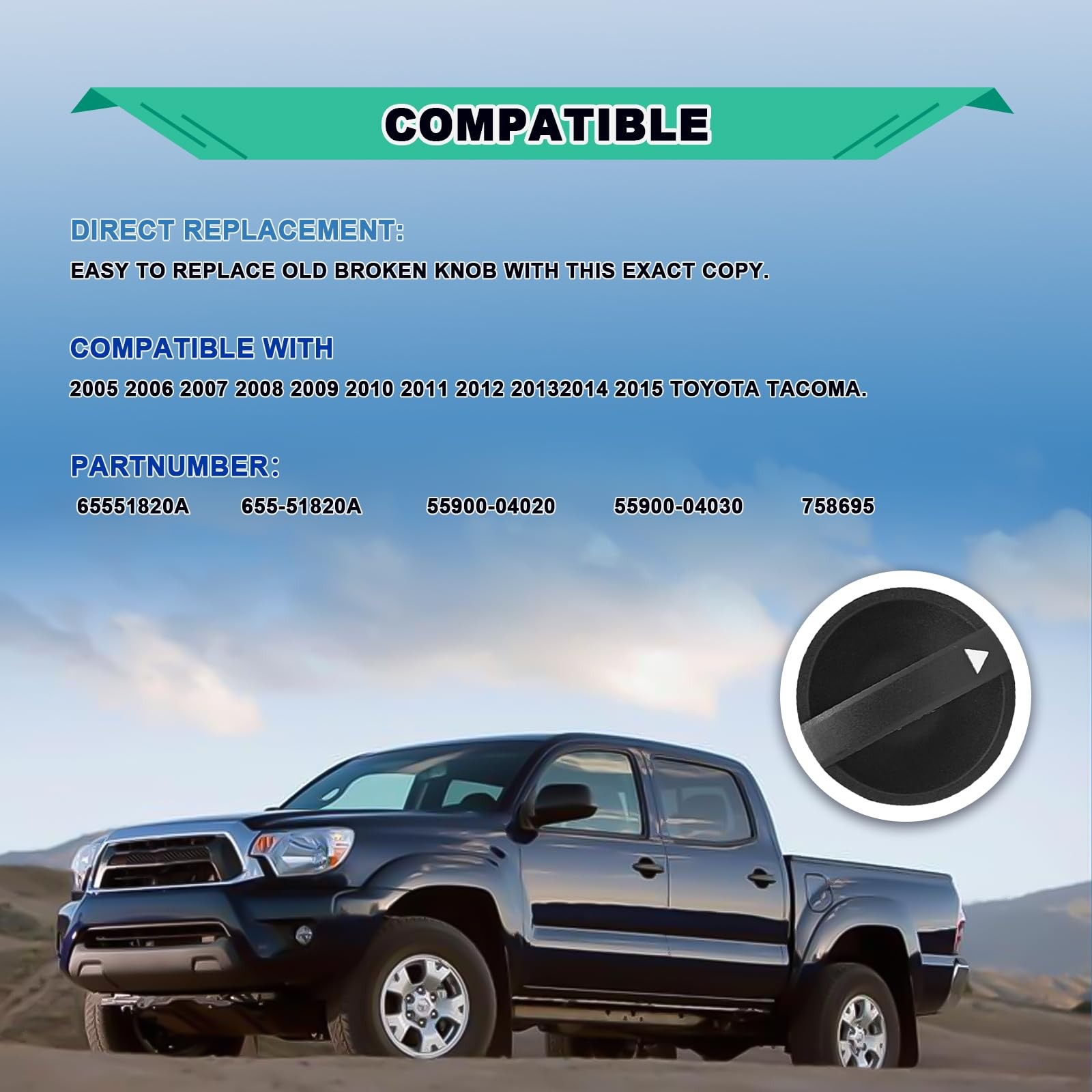 Compatible with 2005-2015 Toyota Tacoma HVAC Heater Control Knob A/C Air…