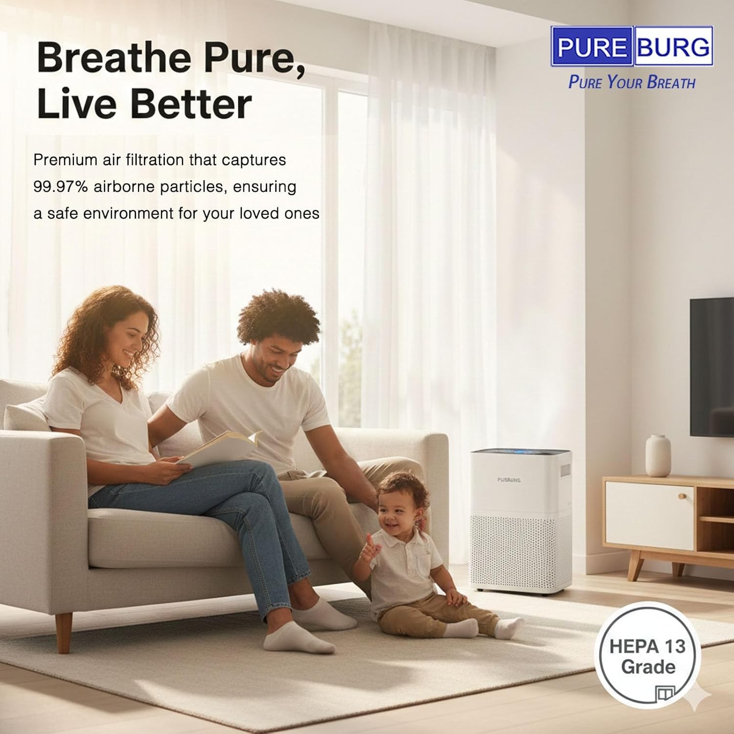 PUREBURG 1-Pack H13 HEPA Filter Fit COSTWAY EP24770US