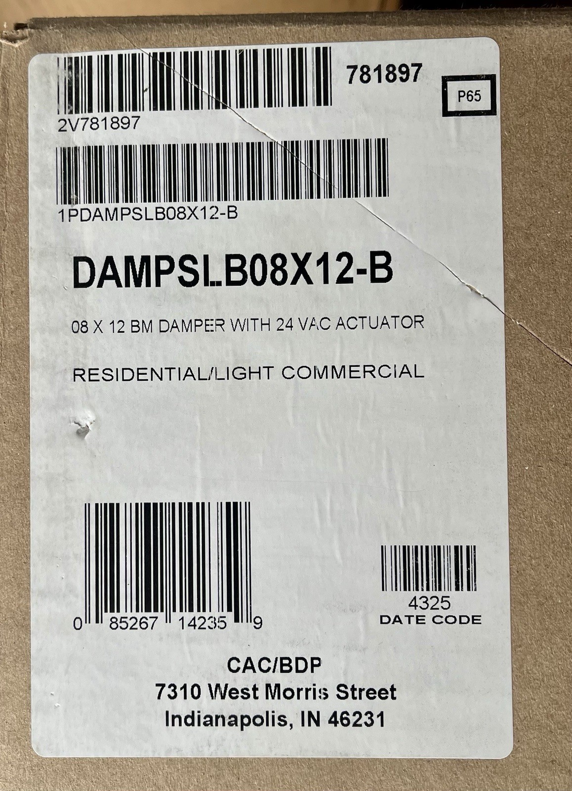 Honeywell DAMPSL08X12-B 24V Electric Damper 8X12 New Wholesalers Stock