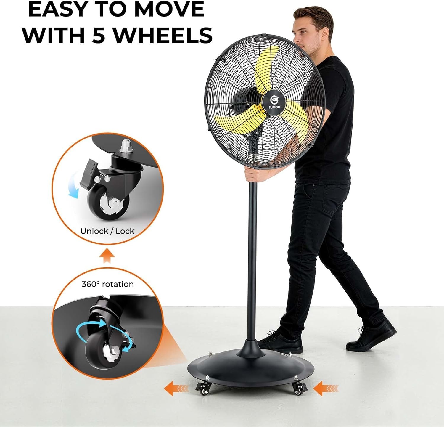 20/24/30 Inch Pedestal Fan 5000 CFM BLDC Motor Remote Oscillating Waterproof