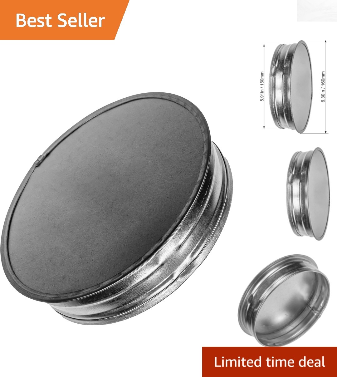 6-Inch Galvanized Steel Duct End Cap – Durable Vent Cover for Indoor/Outdoor