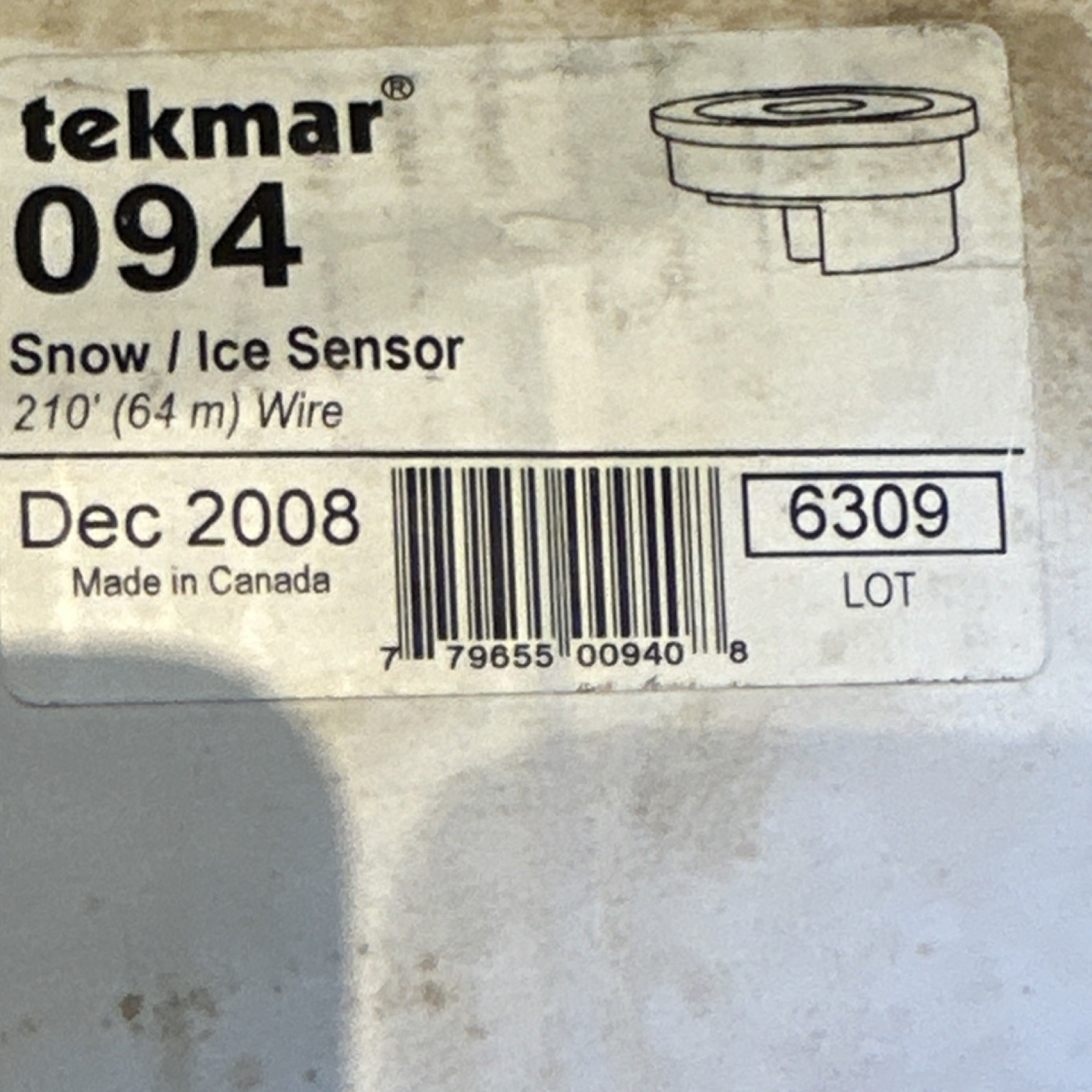 tekmar 094 Snow/Ice Sensor Brass 210 ft Wire Black/Blue 2008
