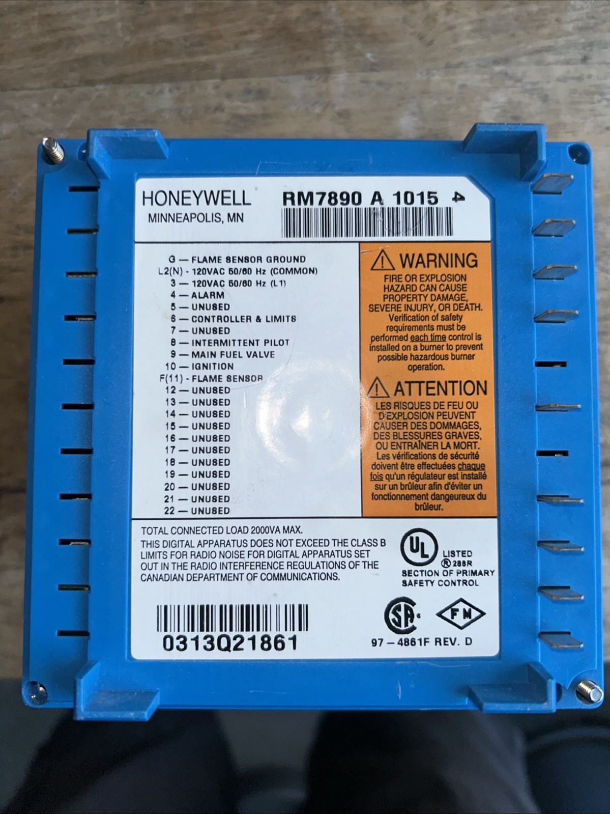 HONEYWELL RM7800 G 1018 burner control