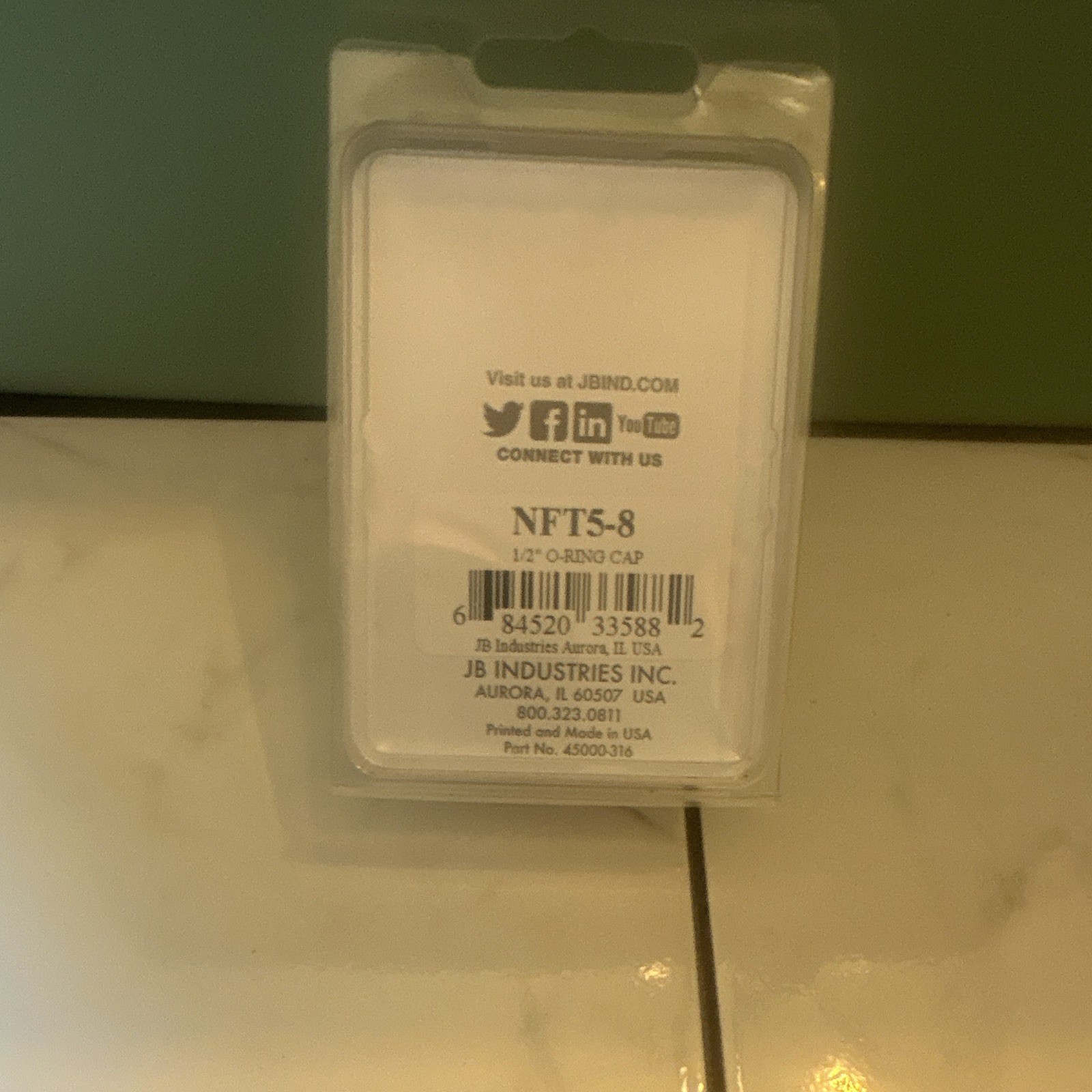 JB Industries NFT5-8 1/2 in O-Ring Cap, Brass Material, Model NFT5-8