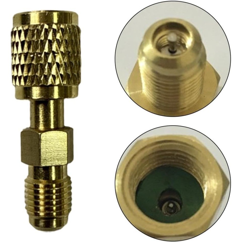R32 R454B Refrigerant Brass Adapter 1/4″ Female to 1/4″ Male Reverse Thread