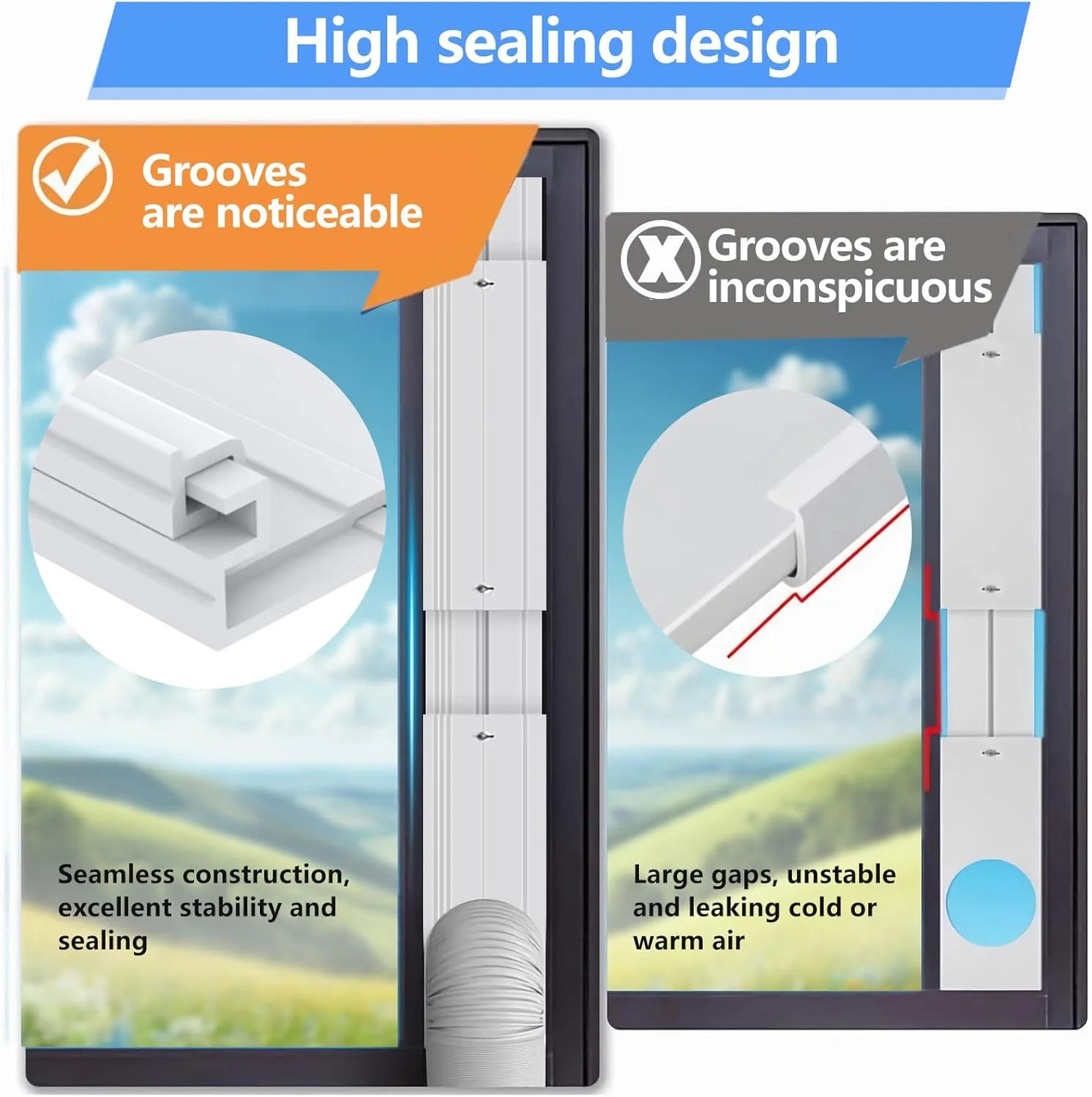 Portable AC Window Vent Kit with 5.9″ Exhaust Hose, Adjustable PVC Window Seal P