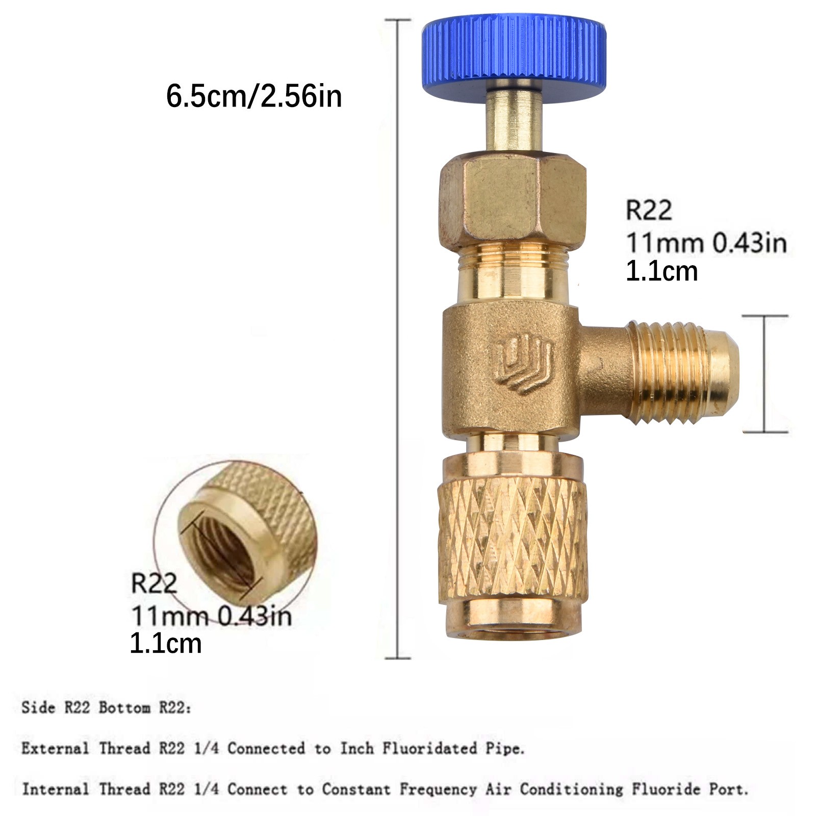 2pcs 1/4in-5/16in (R410), 1/4in-1/4in (R22) air conditioner safety valve