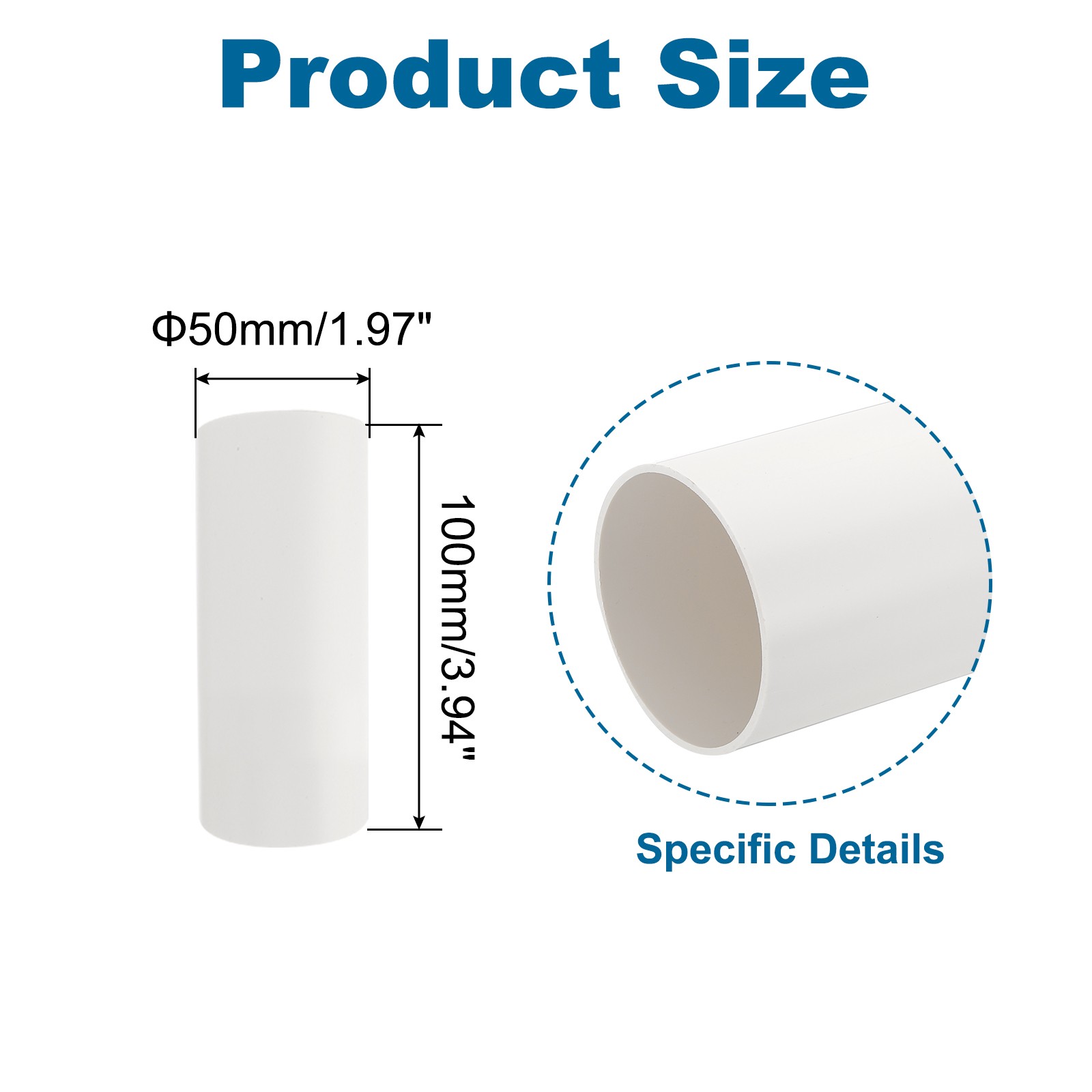 50mm/2″ Round Ventilation Duct, 4″ Long Rigid Ducting Pipe Connector