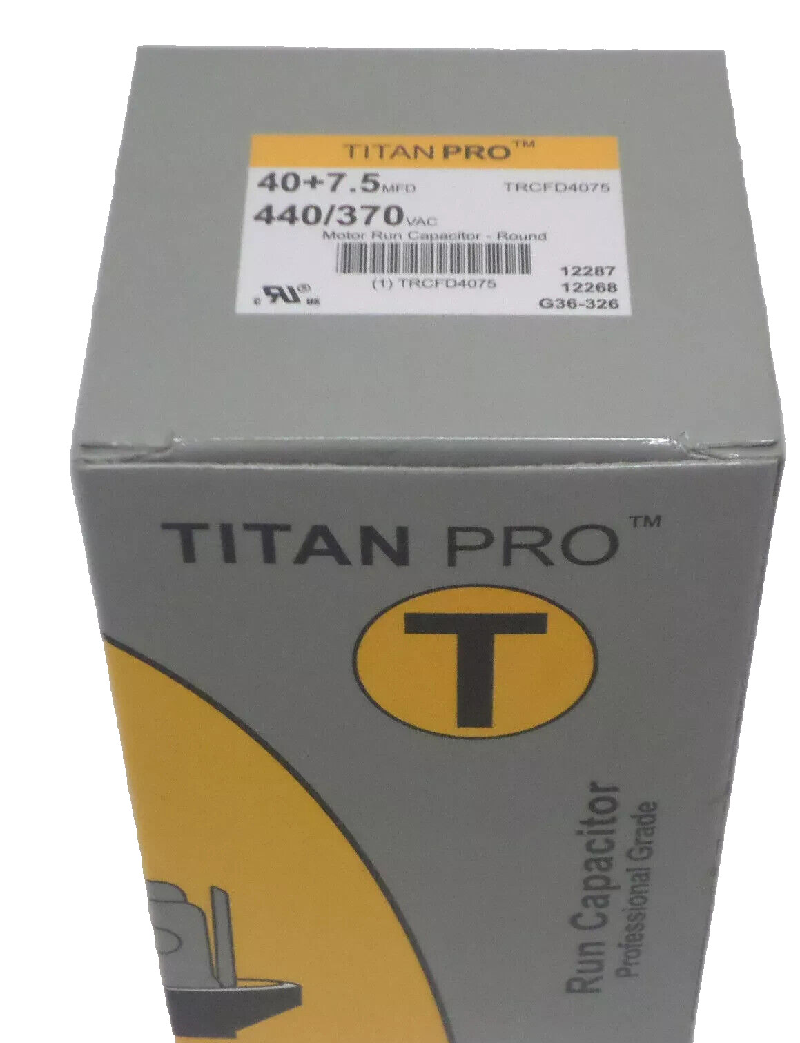 TitanPro TRCFD4075 HVAC Round Motor Run Capacitor 40+7.5 MFD, 440/370Vac