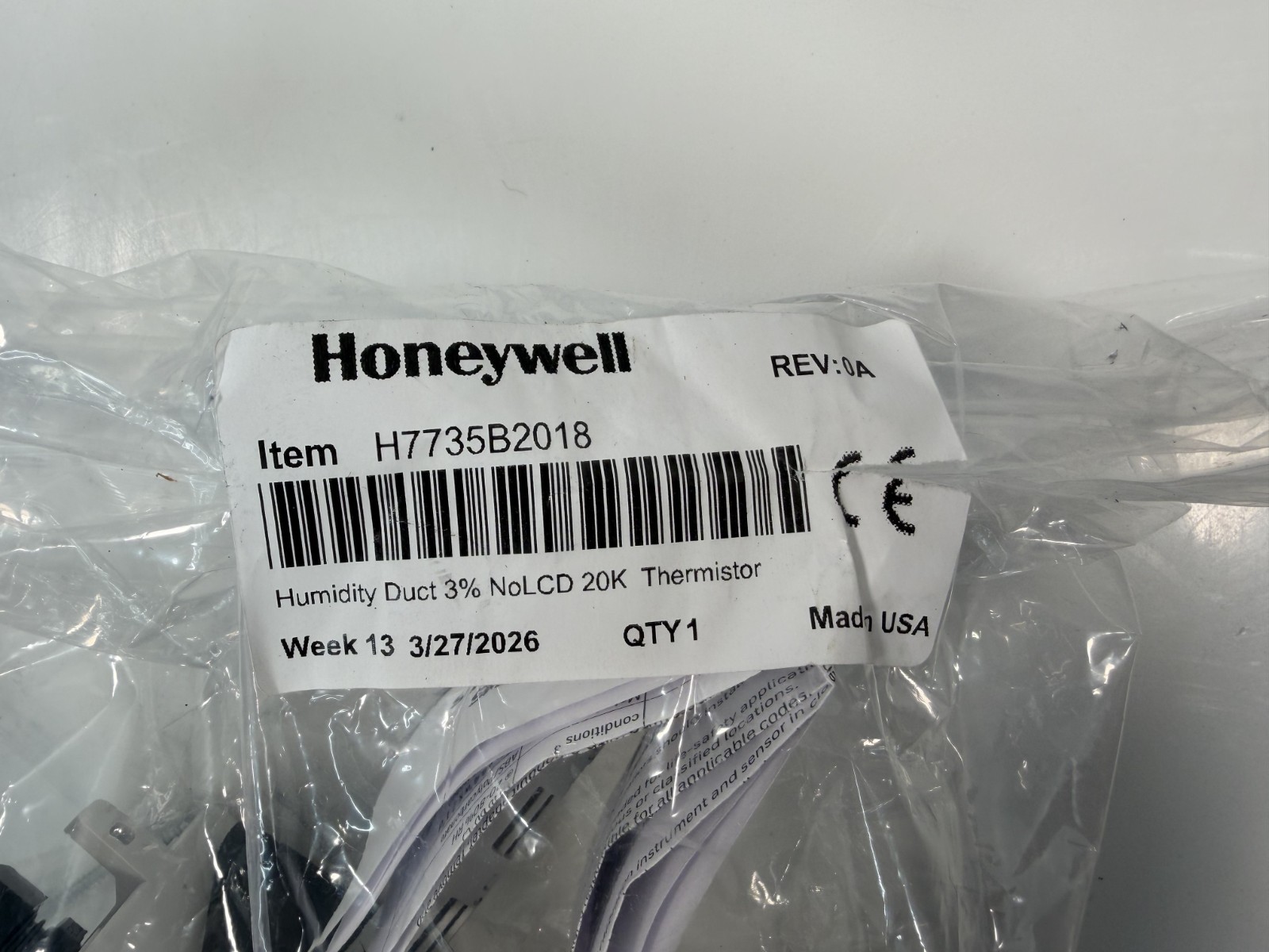 Honeywell H77 Series Humidity & Temperature Sensor H7735B2018 NEW