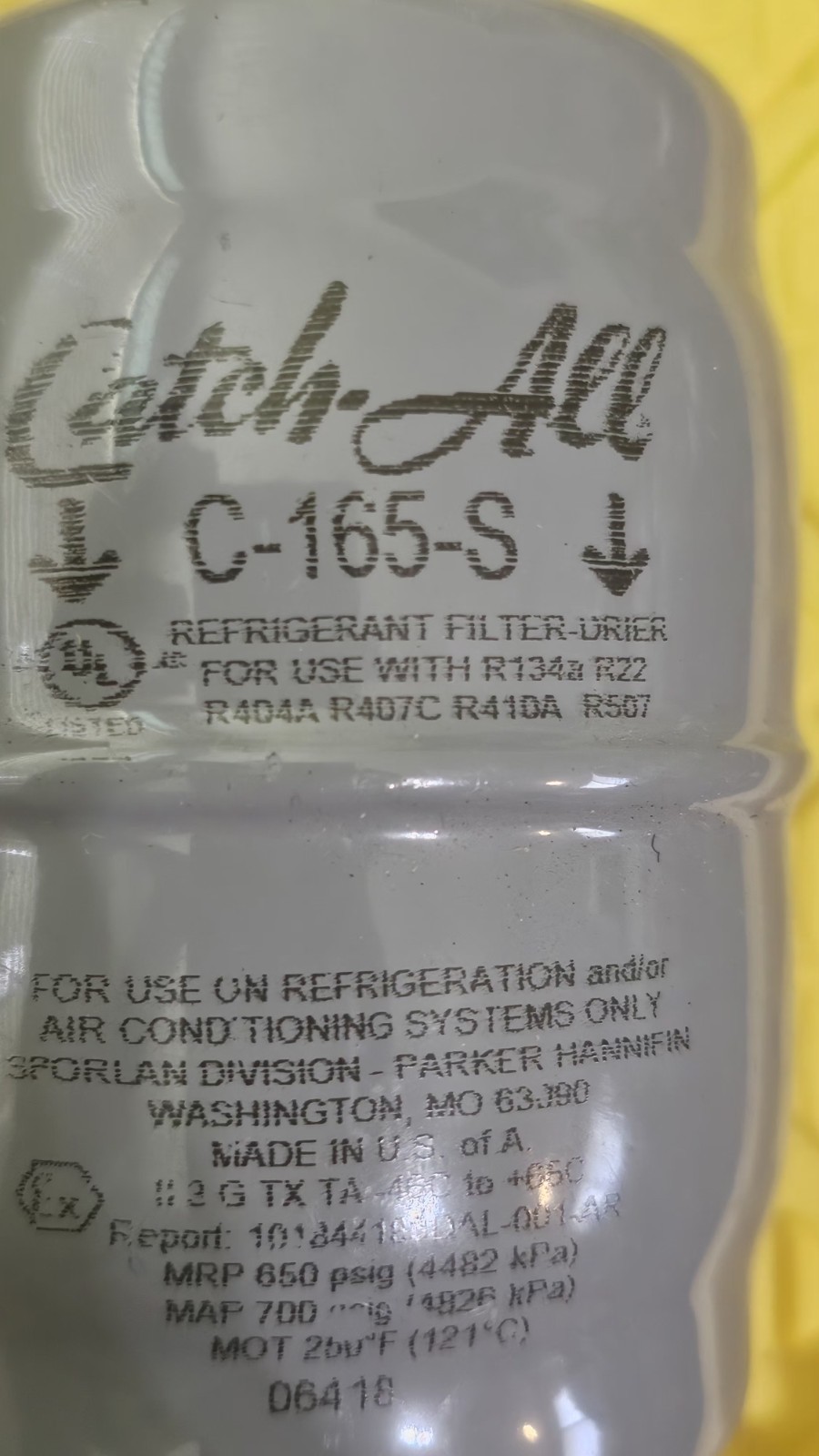 NEW Parker Sporlan Catch-All C-165-S Refrigerant Filter Drier 5/8″ ODF R410A