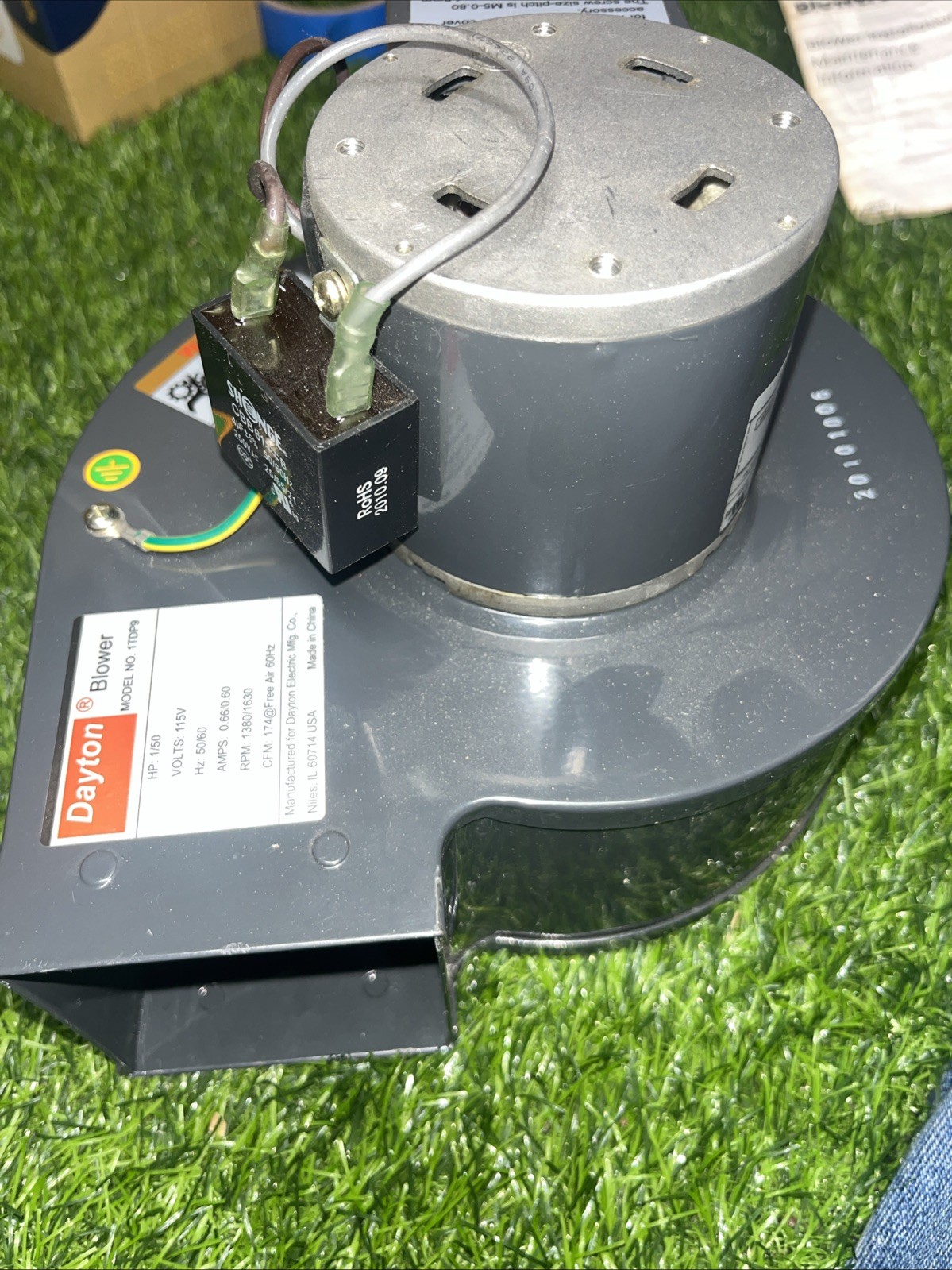 Dayton 1Tdp9 Rectangular Oem Blower, 1650 Rpm, 1 Phase, Direct Drive, Steel 1 3C
