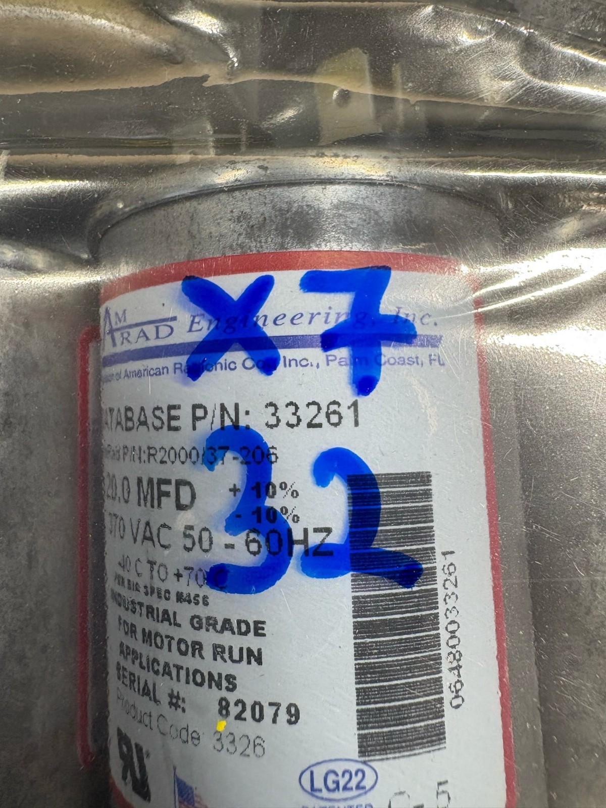 AmRad 20uF 370VAC Motor Run Capacitor 33261 R2000/37-206 USA HVAC