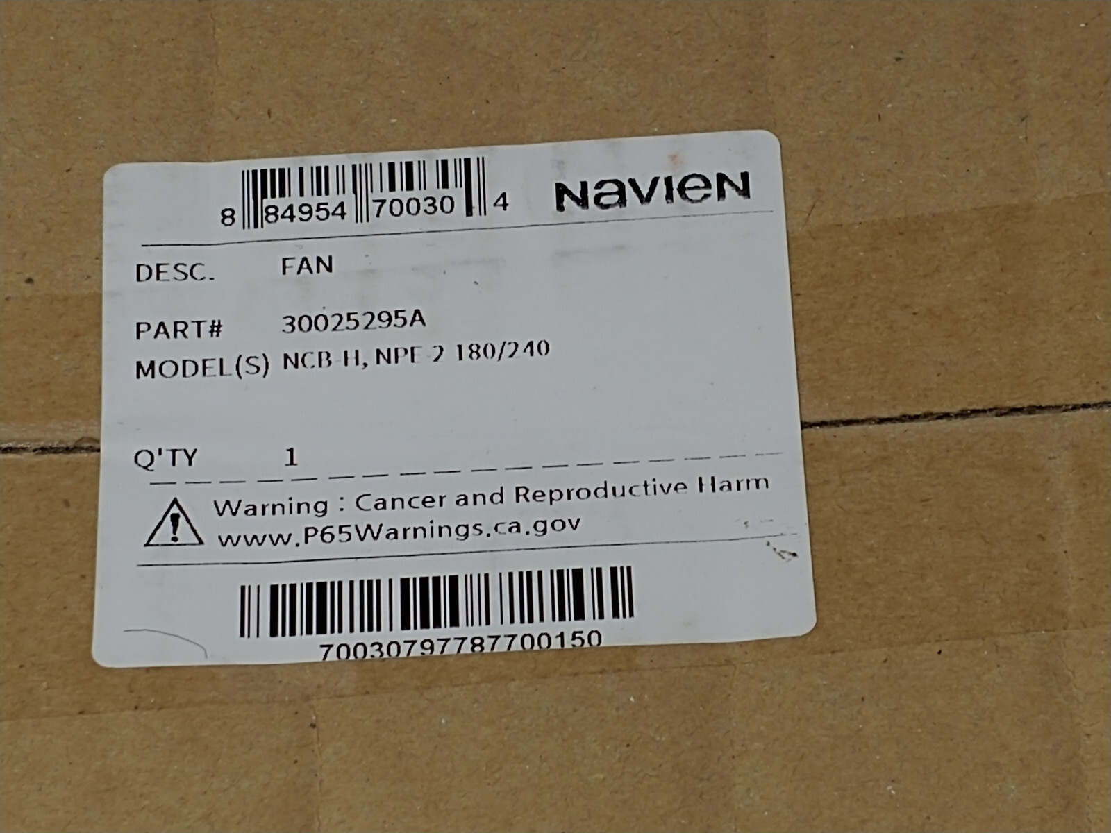 NAVIEN 30025295A / 30025295A Fan New-Old Stock