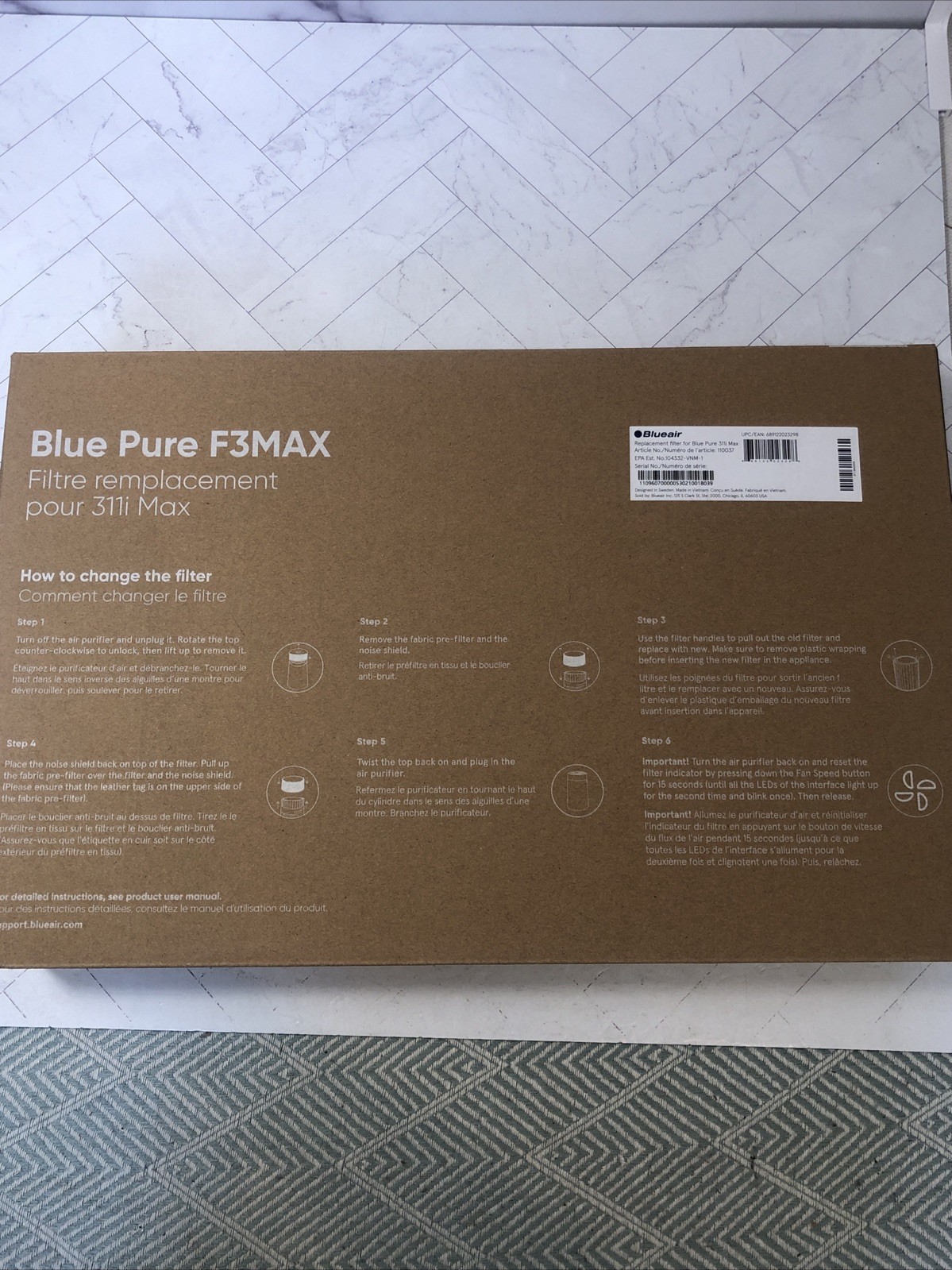 Blueair Blue Pure F3MAX+ Replacement Filter for 311i+ Max Genuine OEM – New
