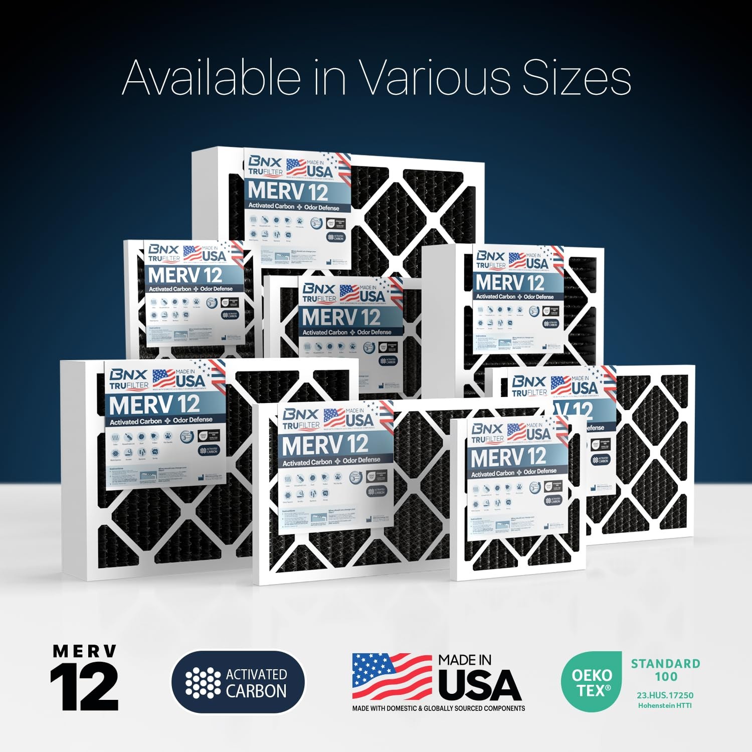 Bnx Trufilter 16X25X1 Merv 12 Odor Defense 4-Pack Ac Furnace Air Filter