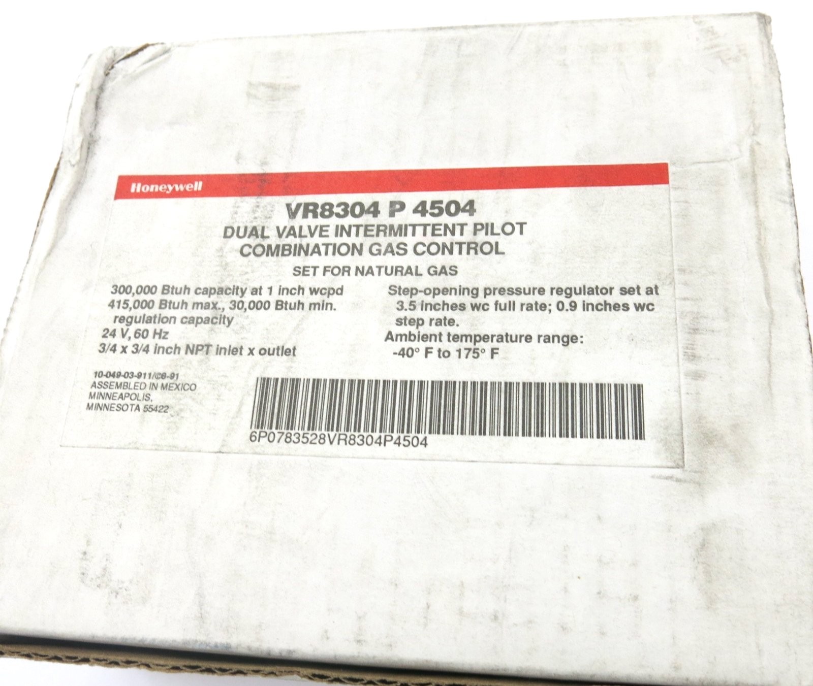 Honeywell VR8304 P 4504 Dual Valves Intermittent Pilot 24 V 60 Hz NOS