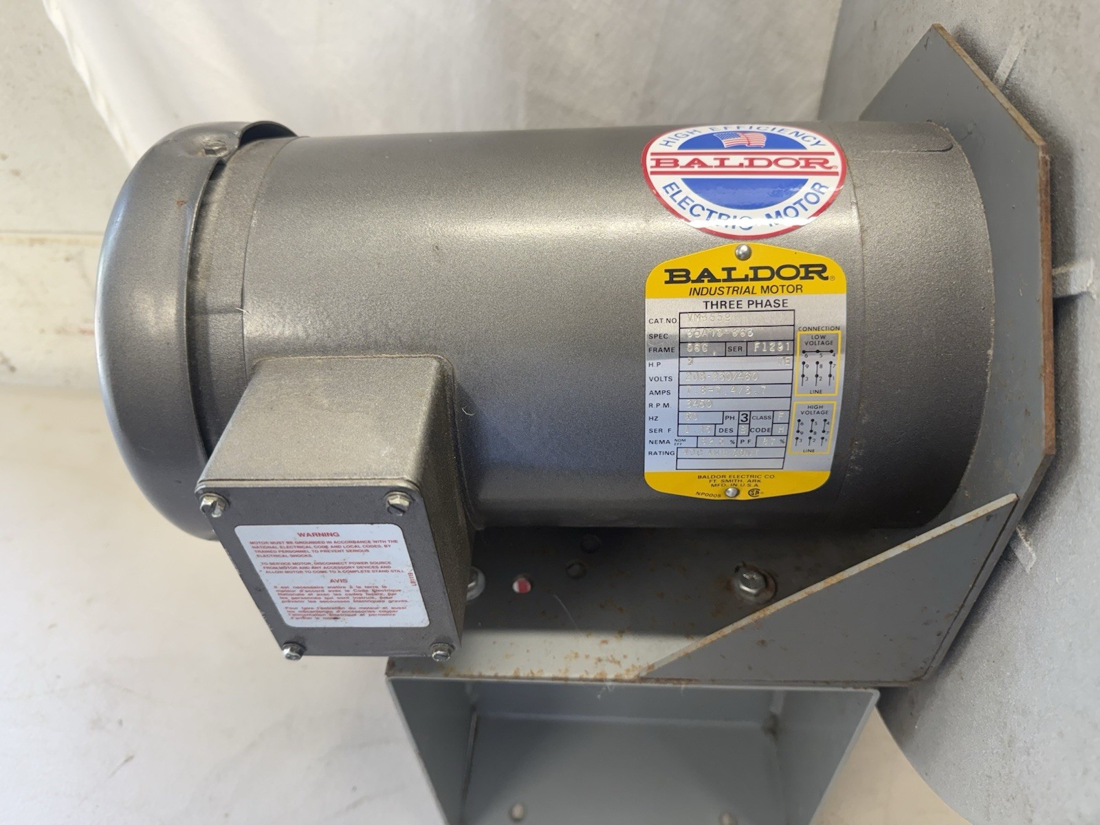 CINCINNATI FAN 3 HP CENTRIFUGAL BLOWER 3PH 208-230/460 VAC 3450 RPM PB-12A