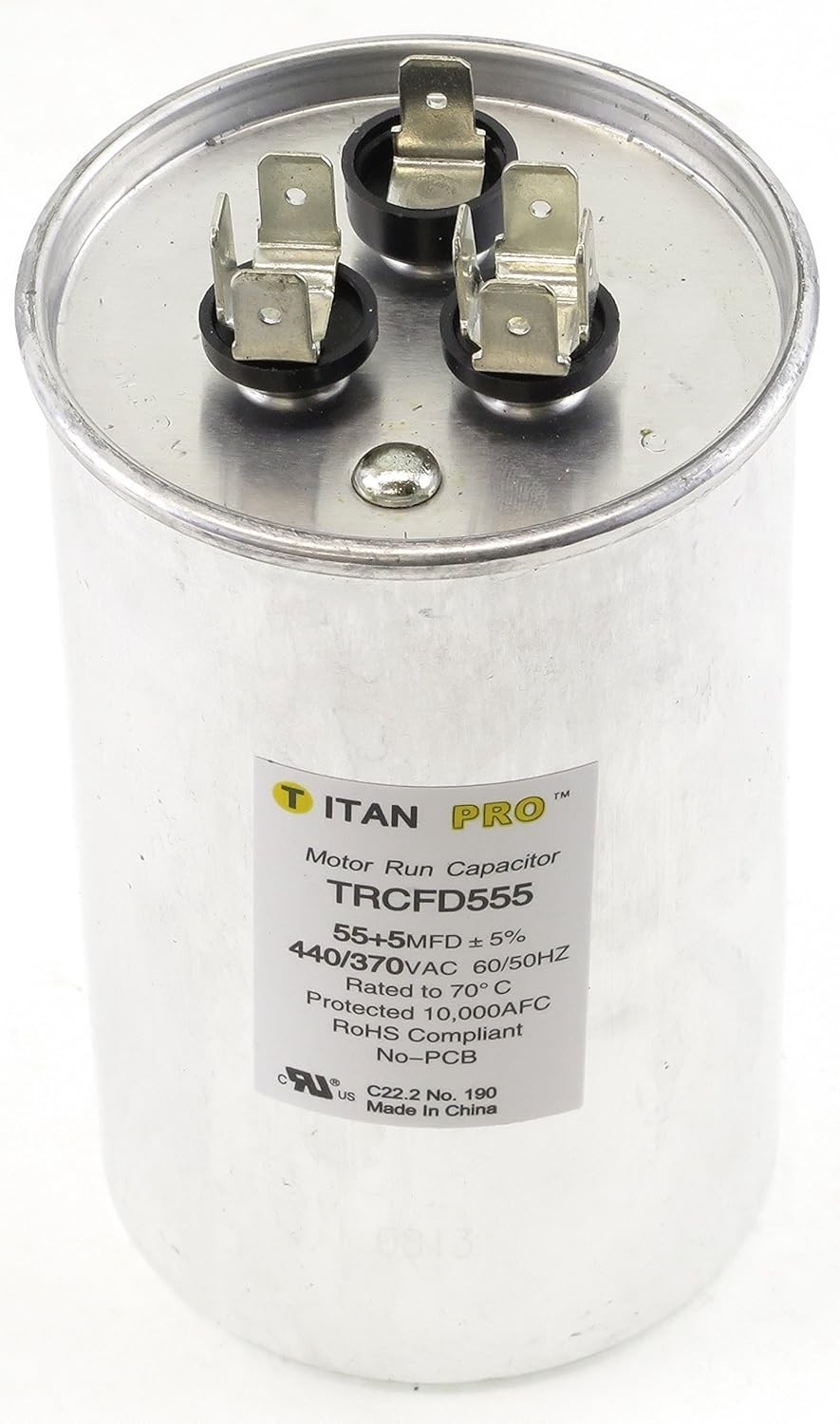 TRCFD555 *Titan Pro* 440/370 V, 55/5 MFD, Dual Motor Run Capacitor, Round
