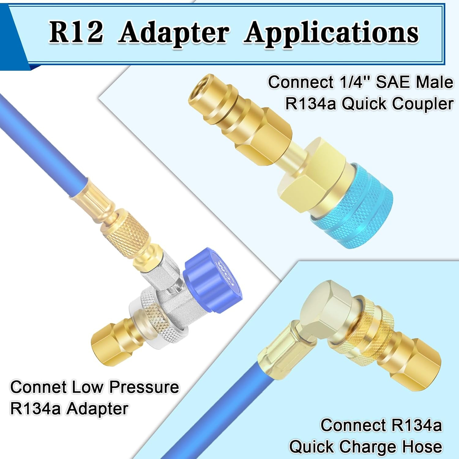 A/C Retrofit Valve Kit-Refrigerant Retrofit Valve Set, with R12 to R134A Low Sid