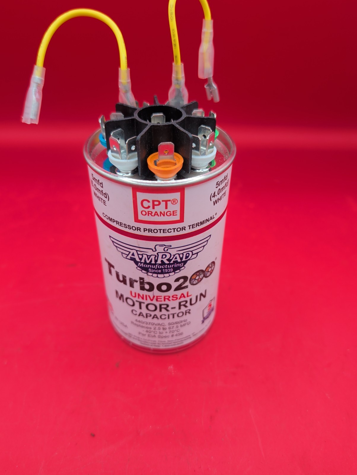 AMRAD Turbo 200 Universal Capacitor Tested Good ±5% 370/440V Motor Run Warranty