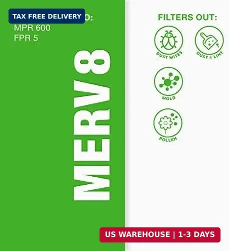 Aerostar 20x25x4 MERV 8 Air Filter, 6 Count, ACTUAL SIZE (19.50 x 24.50 x 3.75)