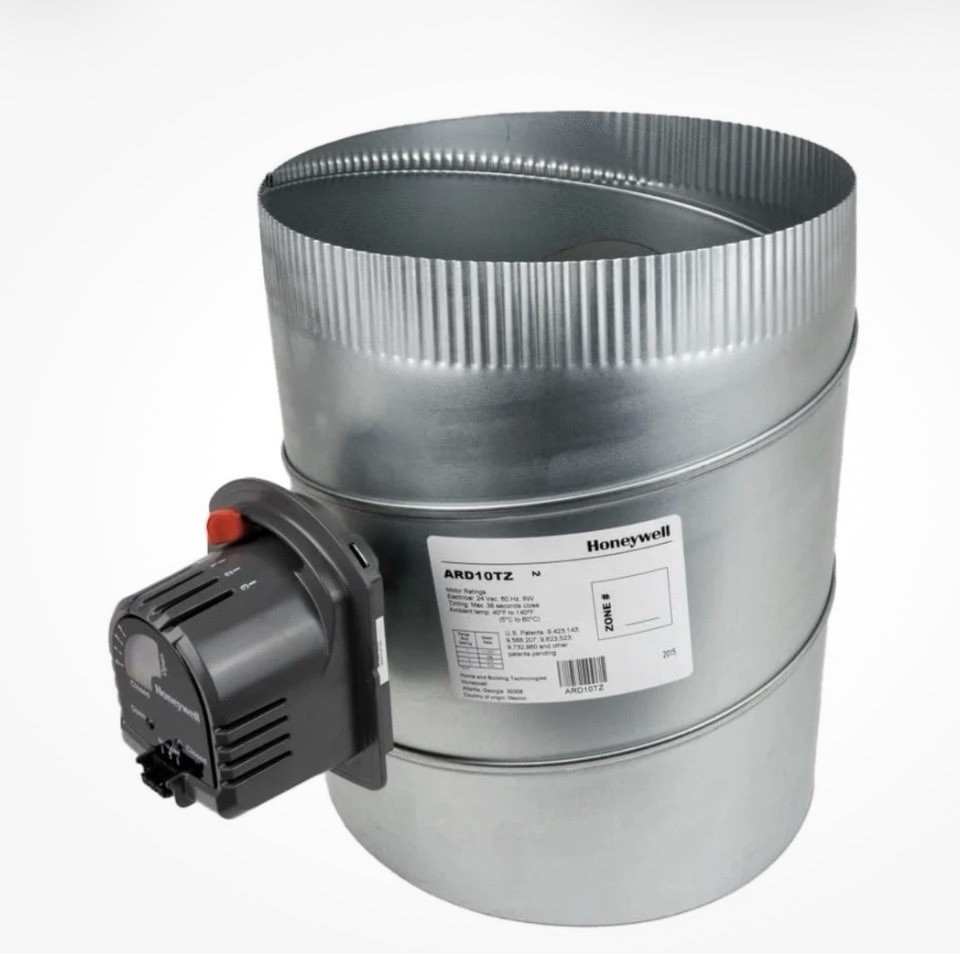 Honeywell Automatic Round Damper ARD10TZ, 10″ Diameter, 24V AC, HVAC Duct Zone