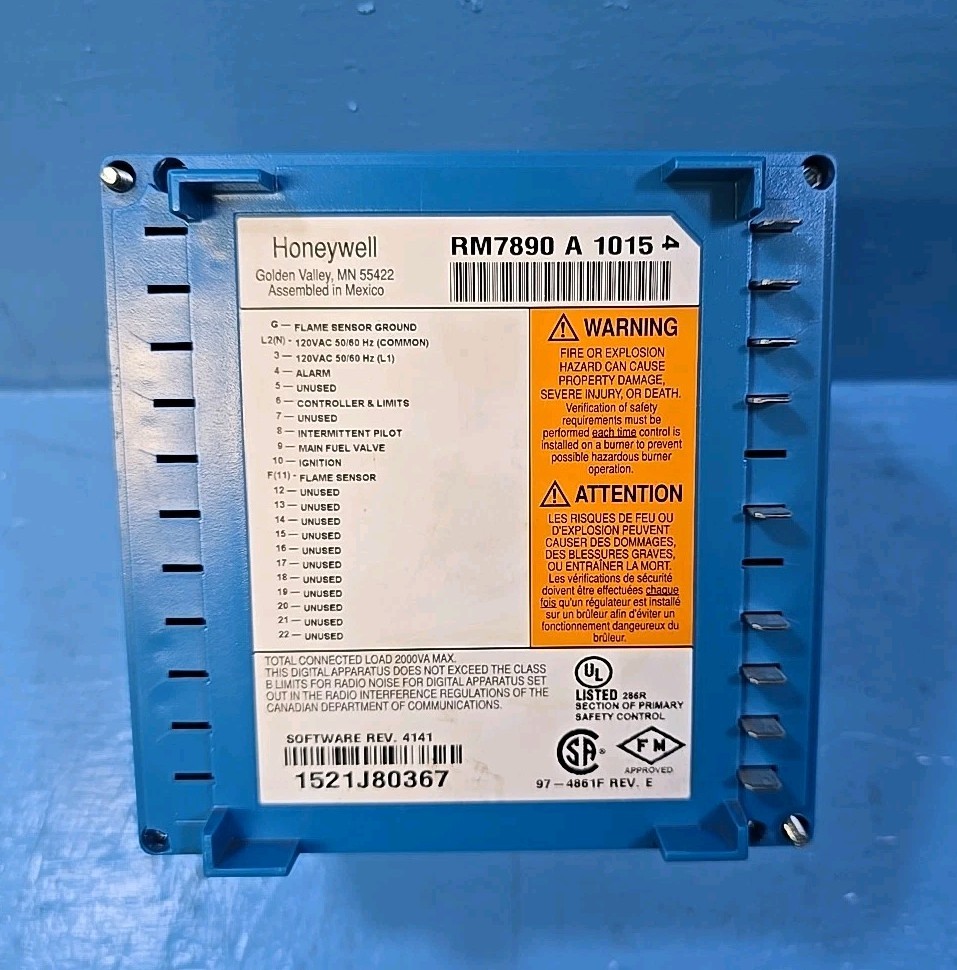 HONEYWELL RM7890A1015 ULTRAVIOLET FLAME AMPLIFIER BURNER CONTROL MODULE
