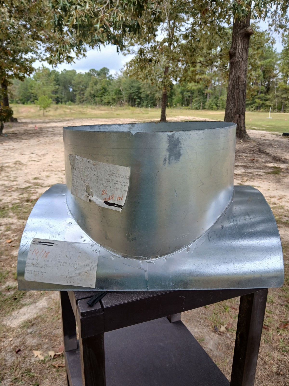 HVAC 14 Inch Diameter Duct Fitting Saddle Tee Galvanized Steel