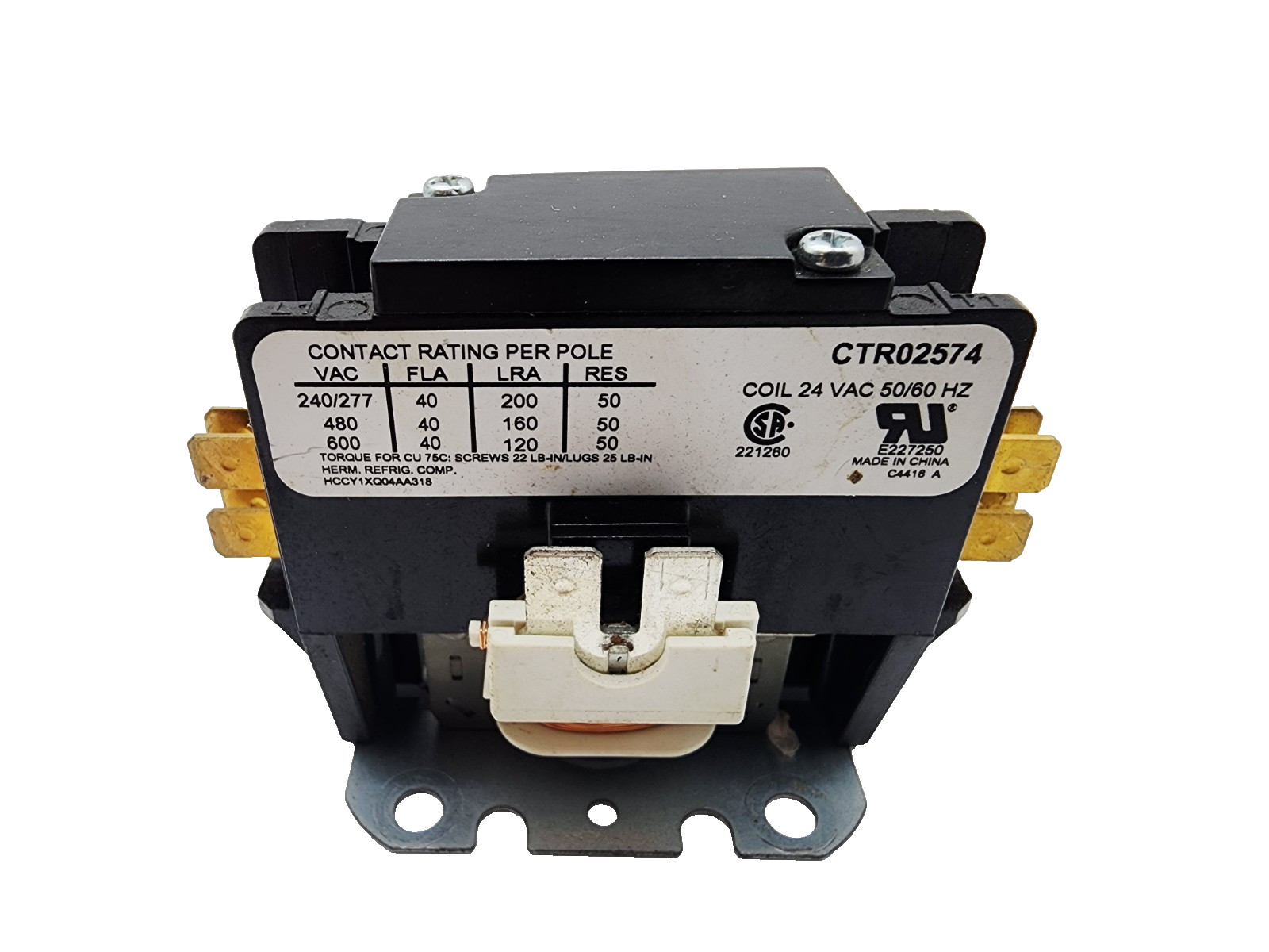 Trane American Standard CTR02574 Contactor Coil 24VAC 1 Pole 50/60Hz / Tested