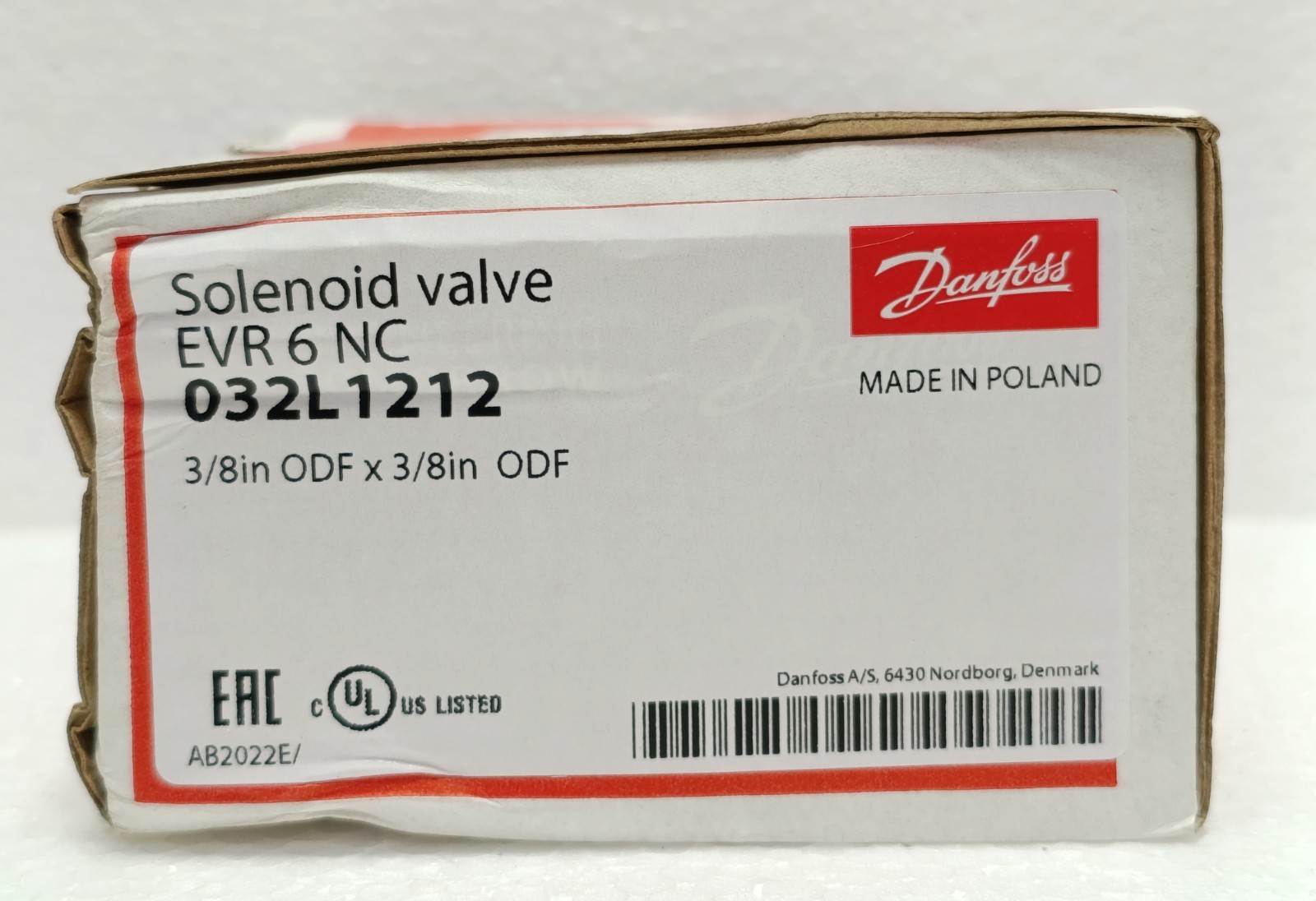 Danfoss Solenoid Valve EVR 6 NC 3/8″ ODF Solder – 032L1212 HVAC/Refrigeration