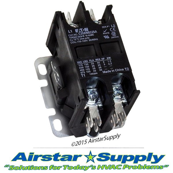 C25BNB225A Eaton / Cutler Hammer Contactor – 25 Amp / 2 Pole / 110/120V Coil