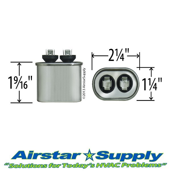 USA 5 uF MFD 370 Volt Run Oval Capacitor Furnace AC Blower Fan Compressor Motor