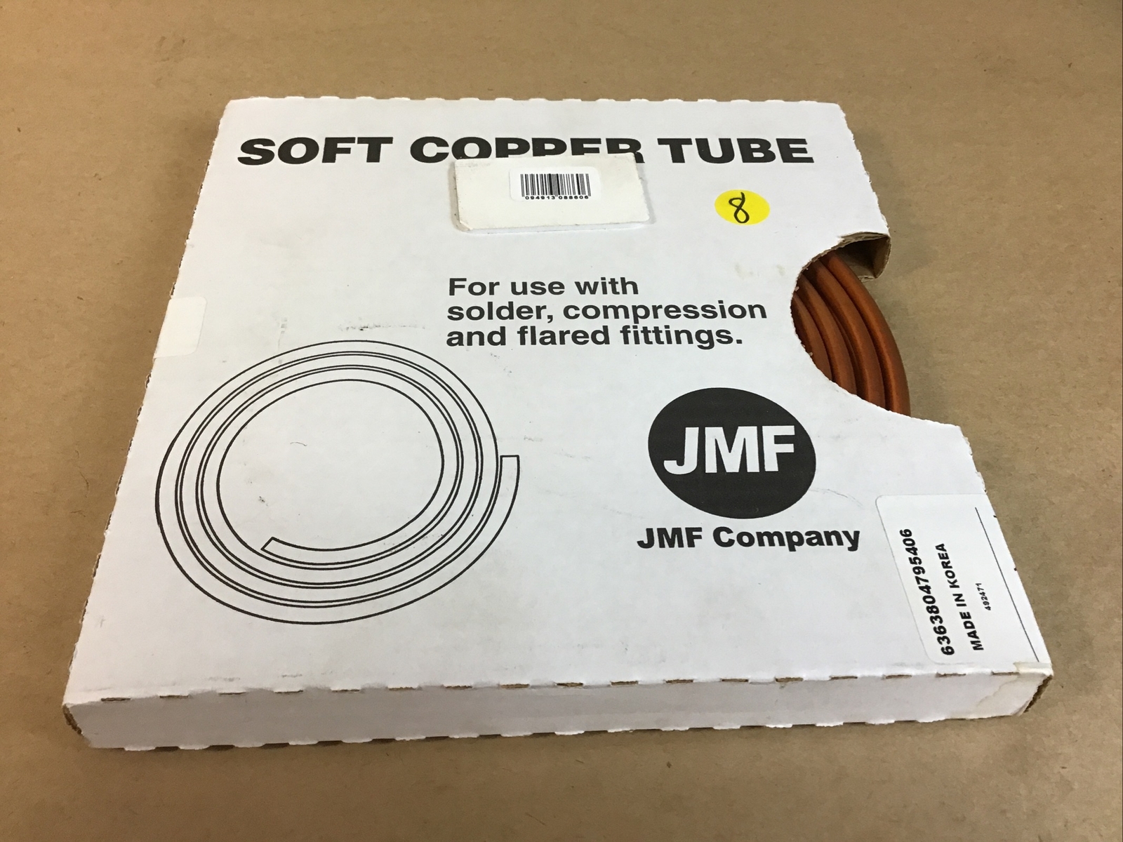 Soft Copper Tube Refrigeration 1/4″ x 20’ JMF COMPANY – Copper Pipe. New Sealed