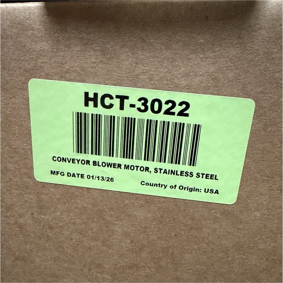 TURBOCHEF HCT HCT-3022 Conveyor Blower Motor, Stainless Steel, 1 Phase