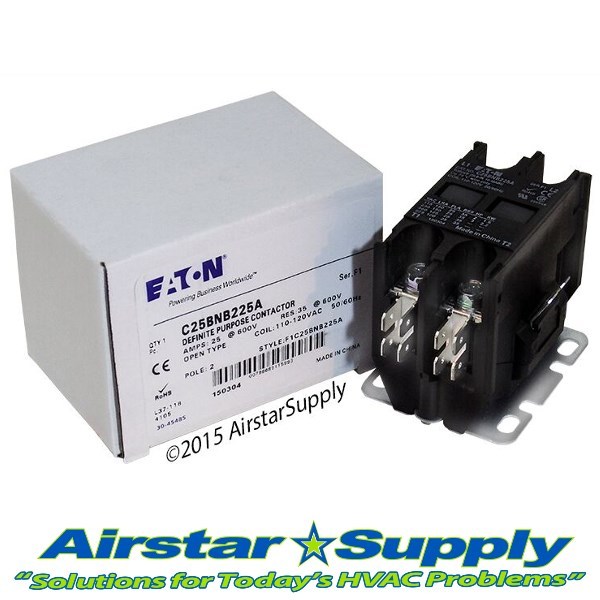 C25BNB225A Eaton / Cutler Hammer Contactor – 25 Amp / 2 Pole / 110/120V Coil