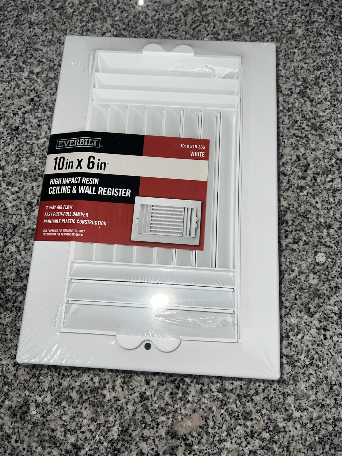 Everbilt 10×6 High Impact Resin Ceiling & Wall Register White RGC106RHD