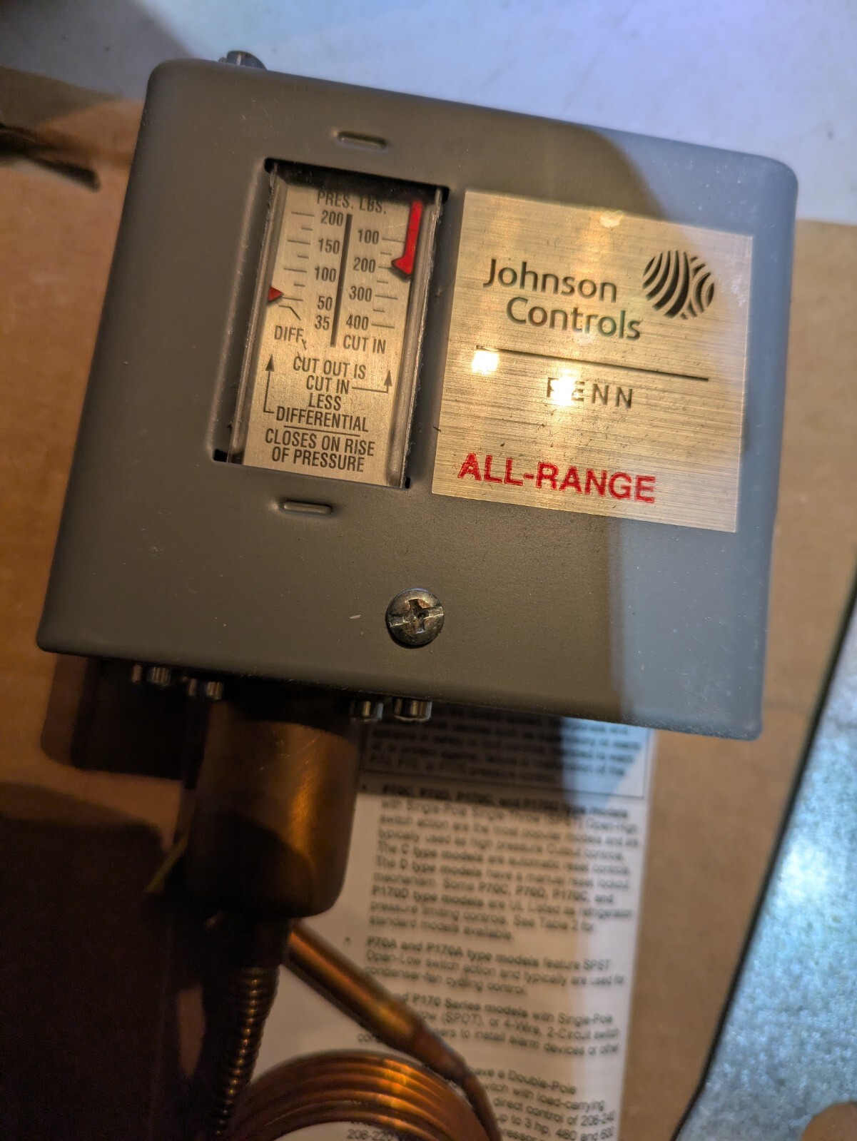 Johnson Controls Penn P70AA-118C Head Pressure Fan Cycling Switch New in Box