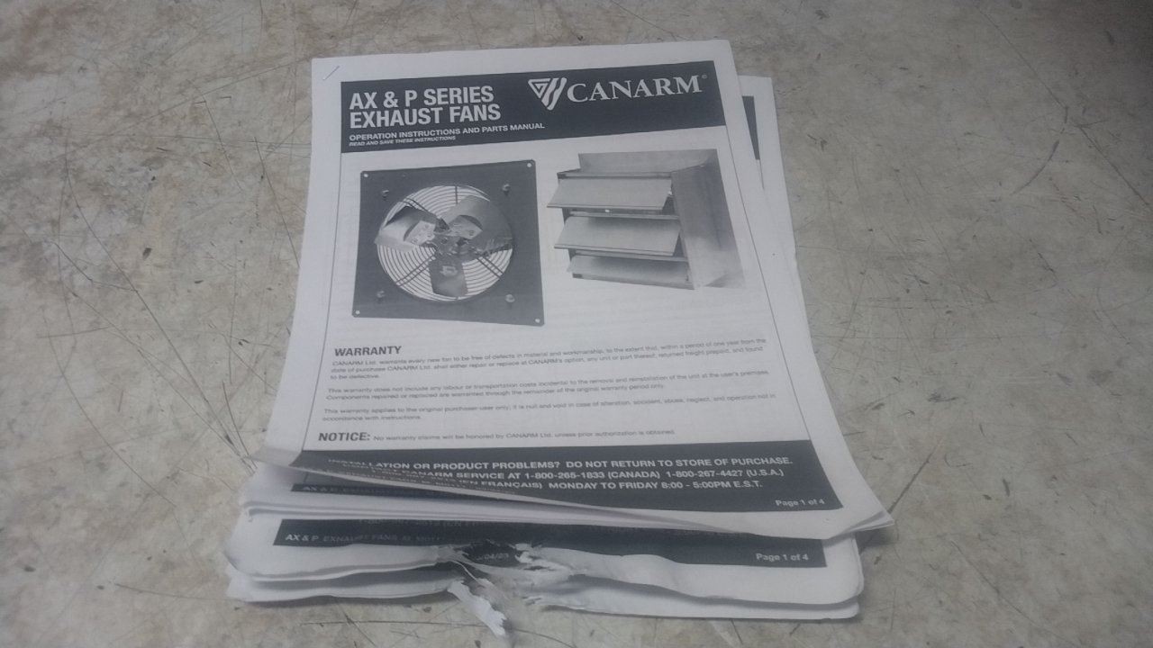 Canarm P16-3 16 In Blade Diameter 115VAC Panel Fan