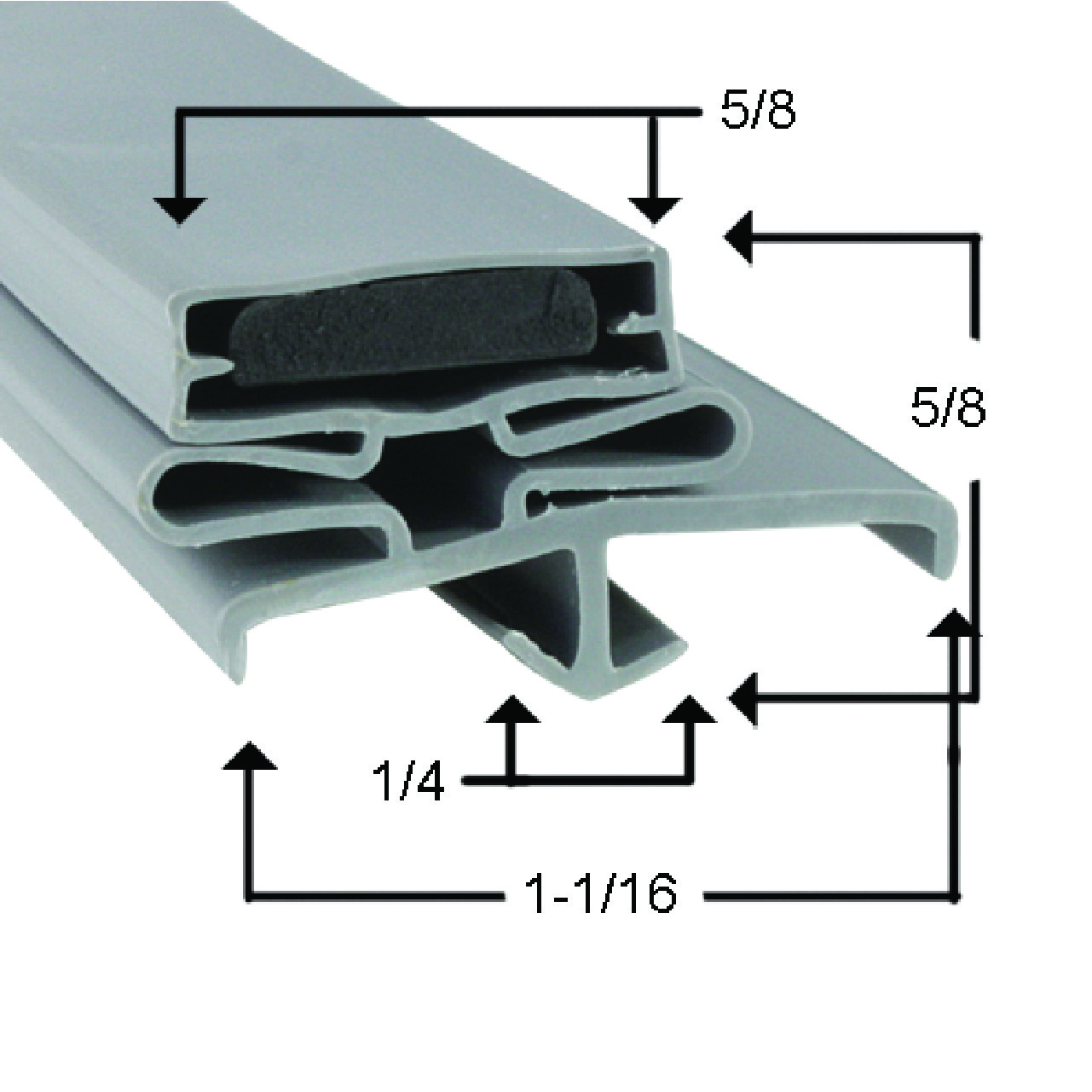 Mavrik 9 in x 24 1/2 4Sided Gray PVC Gasket Replaces Delfield 1702332