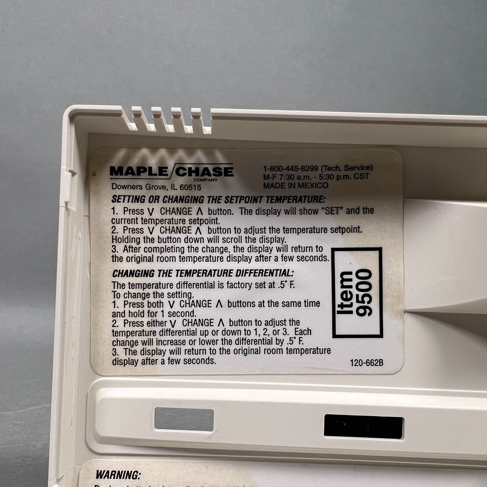 Robertshaw 9500 Thermostat Non Programmable Working Nice Condition OEM 120-662B