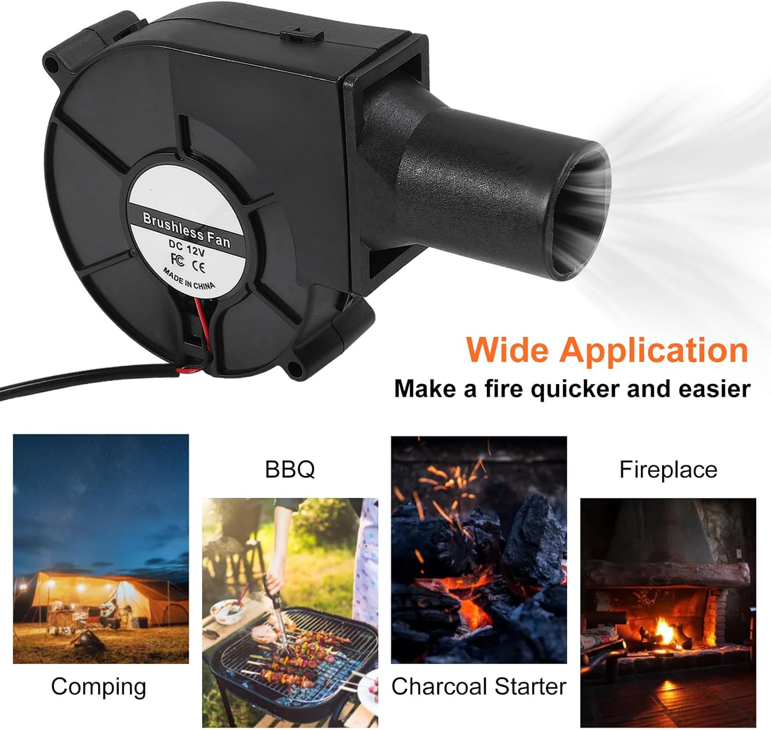 97Mm X 33Mm BBQ Fan 12V Blower with 110V/120V Variable Speed Controller Centrifu